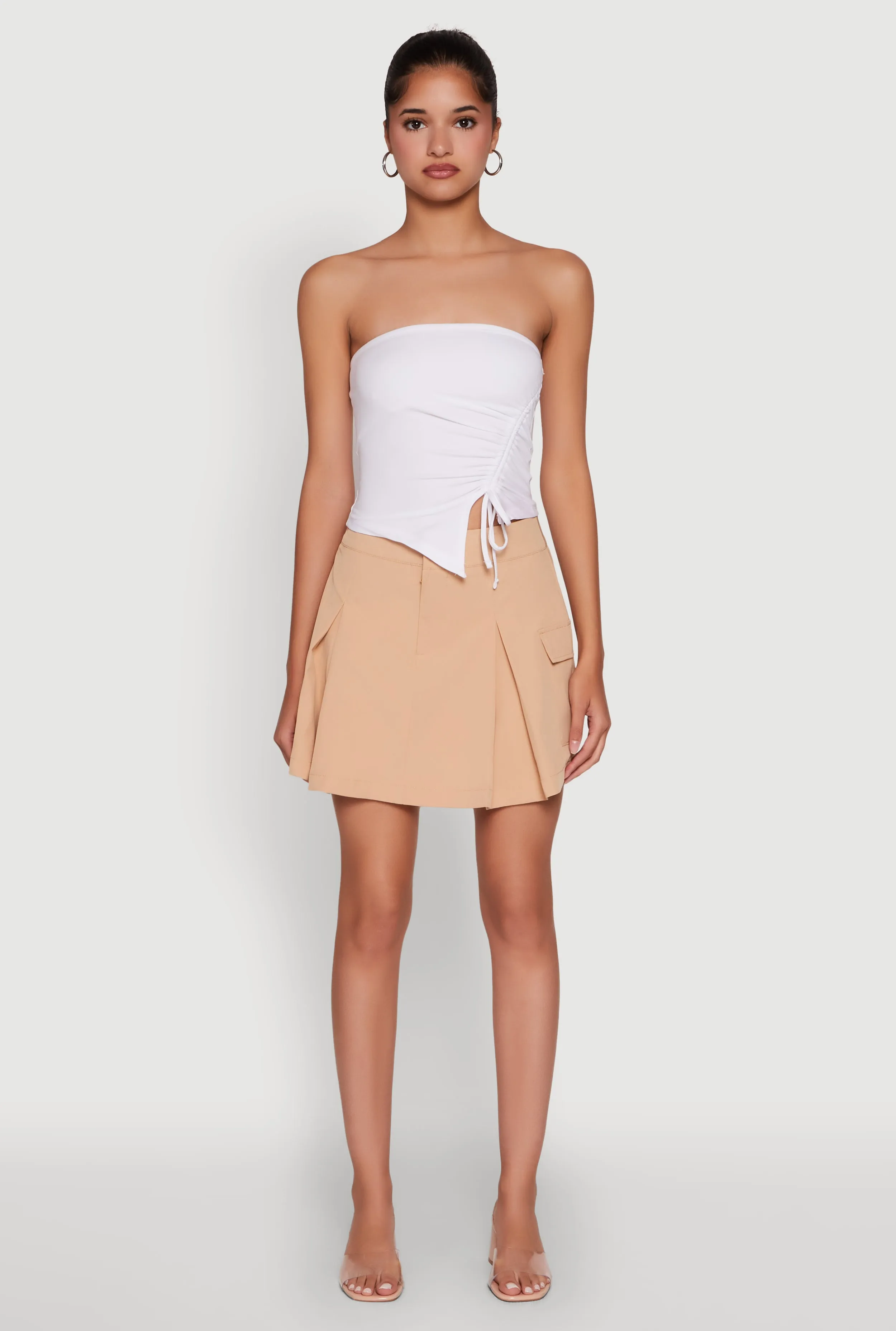 Trendy High Waisted Pleated Skort with Cargo Pockets sold by Rainbow