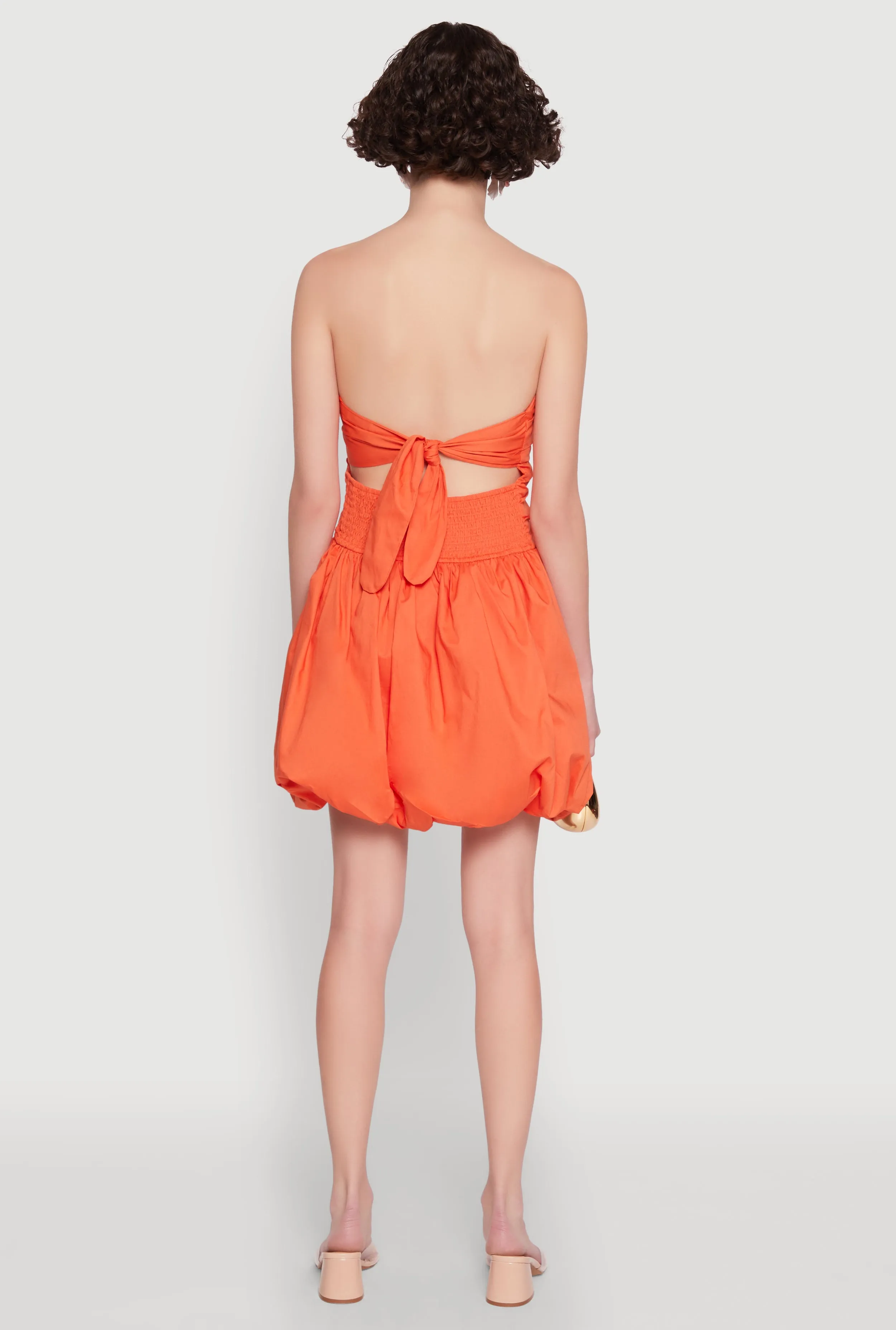 Chic Strapless Poplin Dress with Bubble Hem and Tie Back sold by Rainbow product image thumbnail 5
