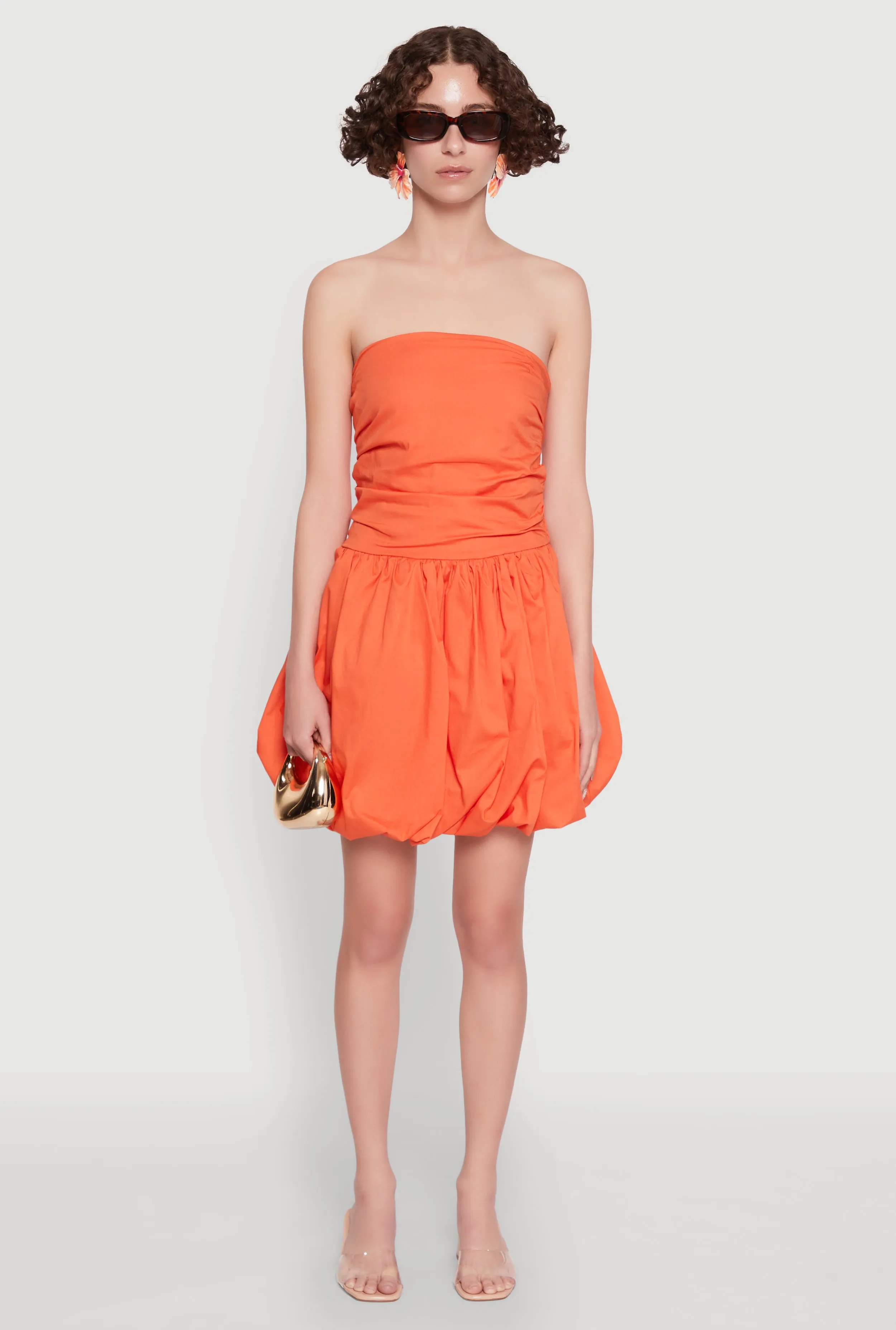 Chic Strapless Poplin Dress with Bubble Hem and Tie Back sold by Rainbow product image thumbnail 2