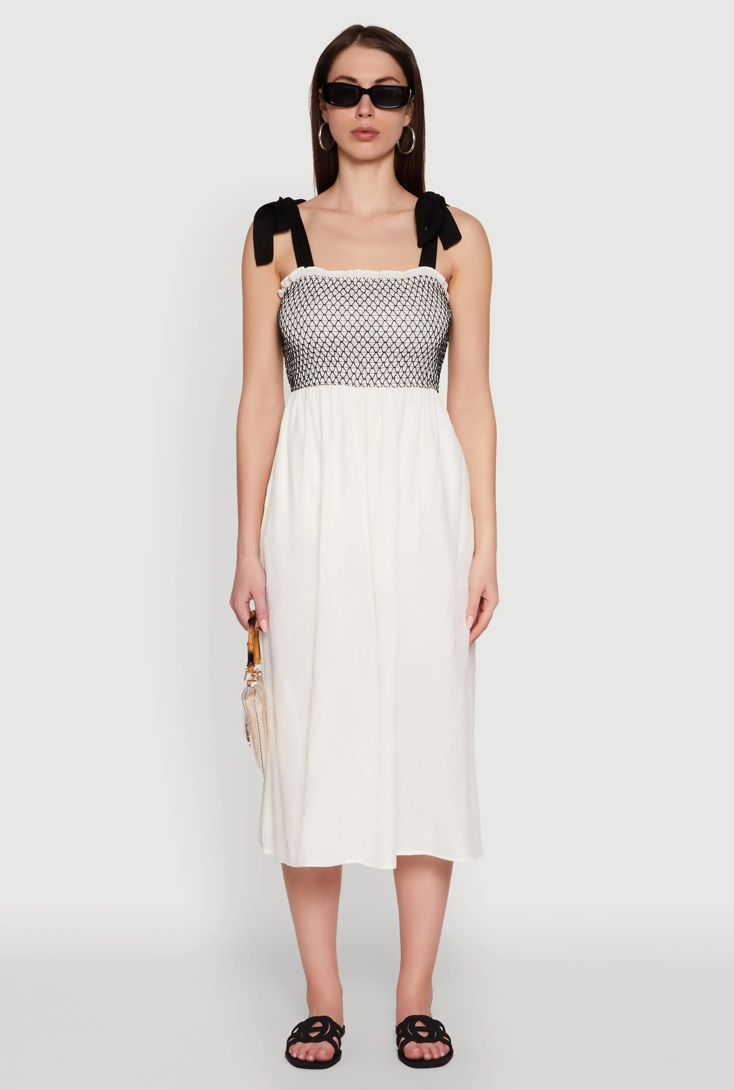 Tie Shoulder Fishnet Detail Midi Dress sold by Rainbow product image thumbnail 2