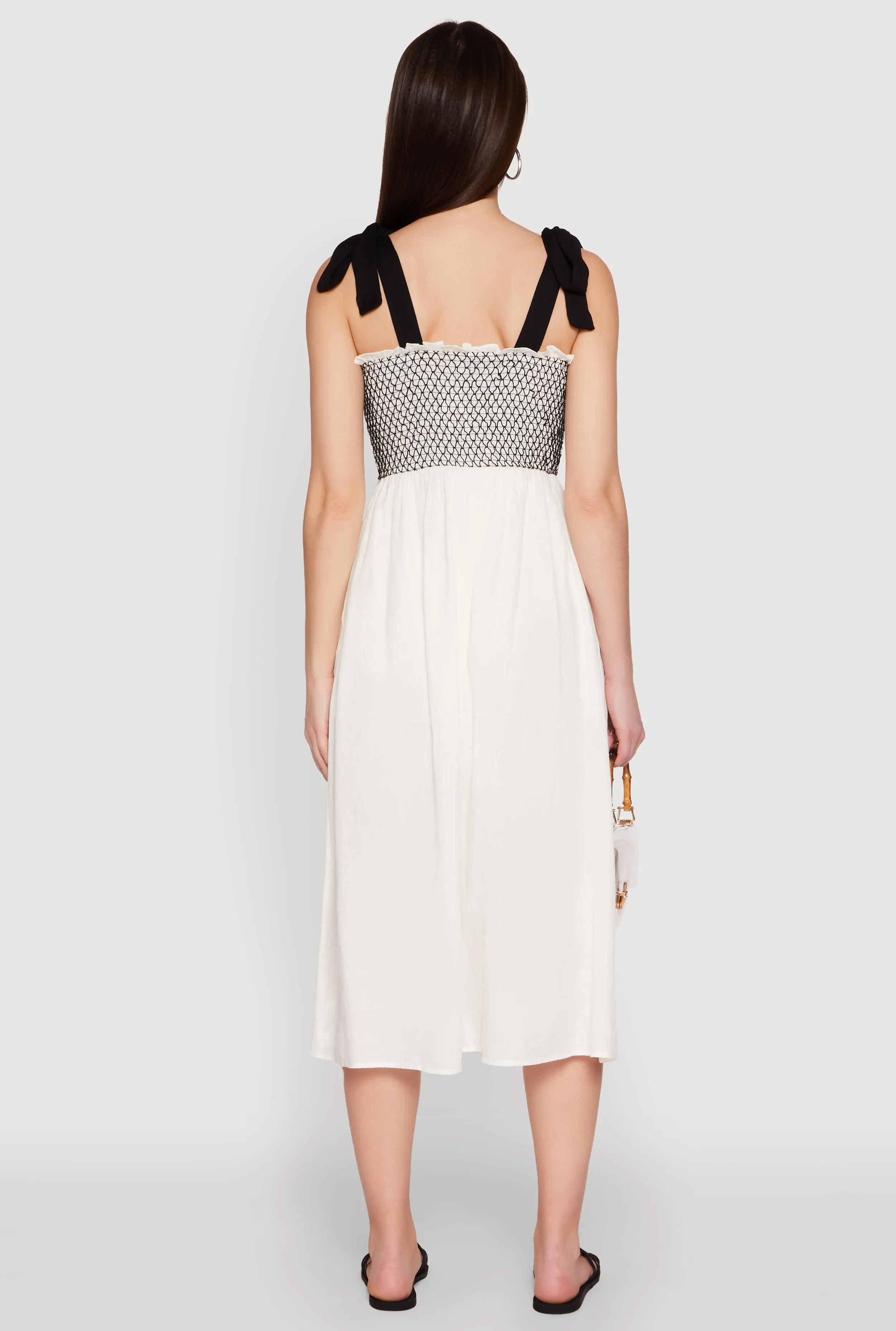 Tie Shoulder Fishnet Detail Midi Dress sold by Rainbow product image thumbnail 5