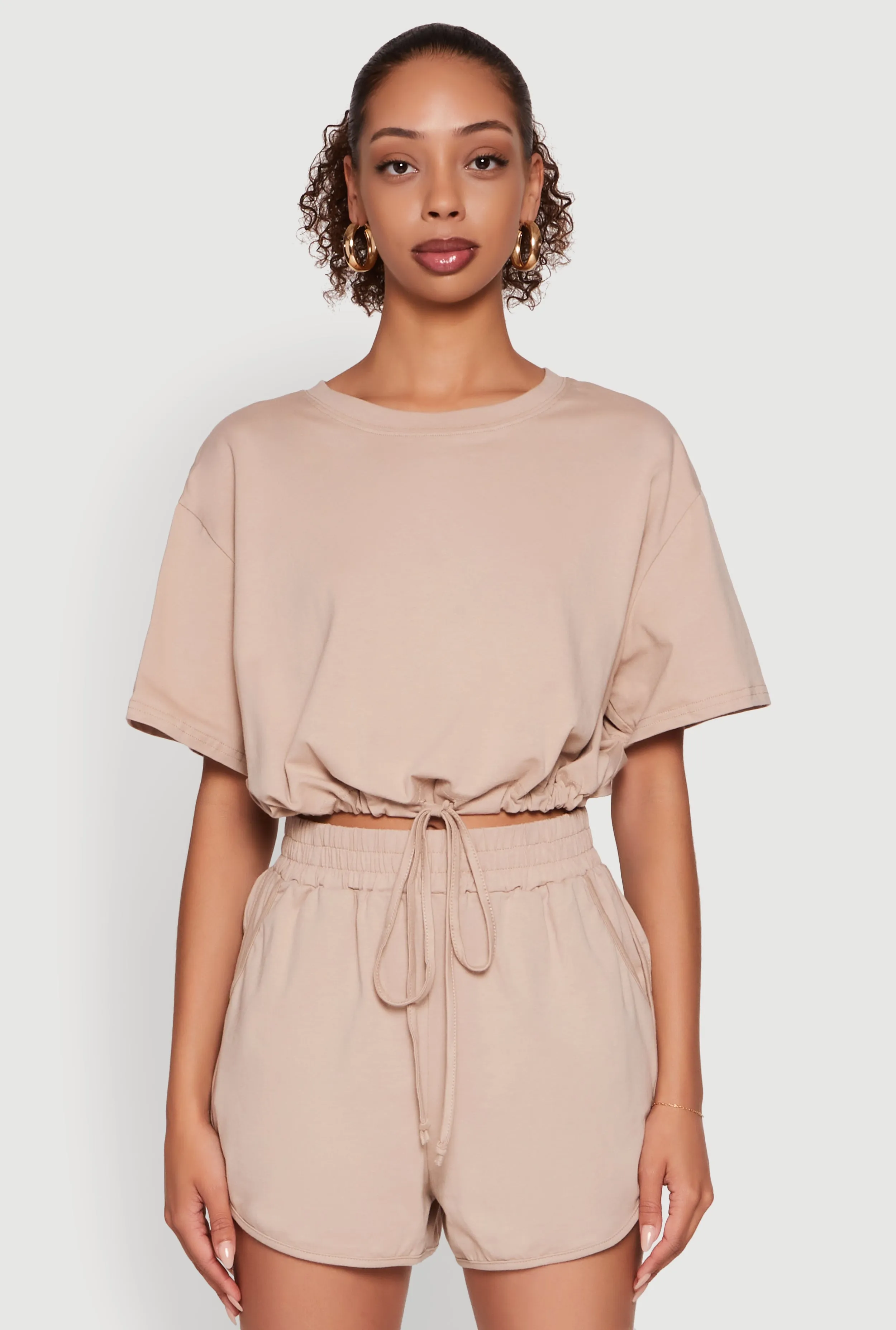 Daisy Short Sleeve Drawstring Hem Crop Top sold by Rainbow