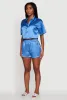 Elegant Cropped Satin Button Front Shirt sold by Rainbow