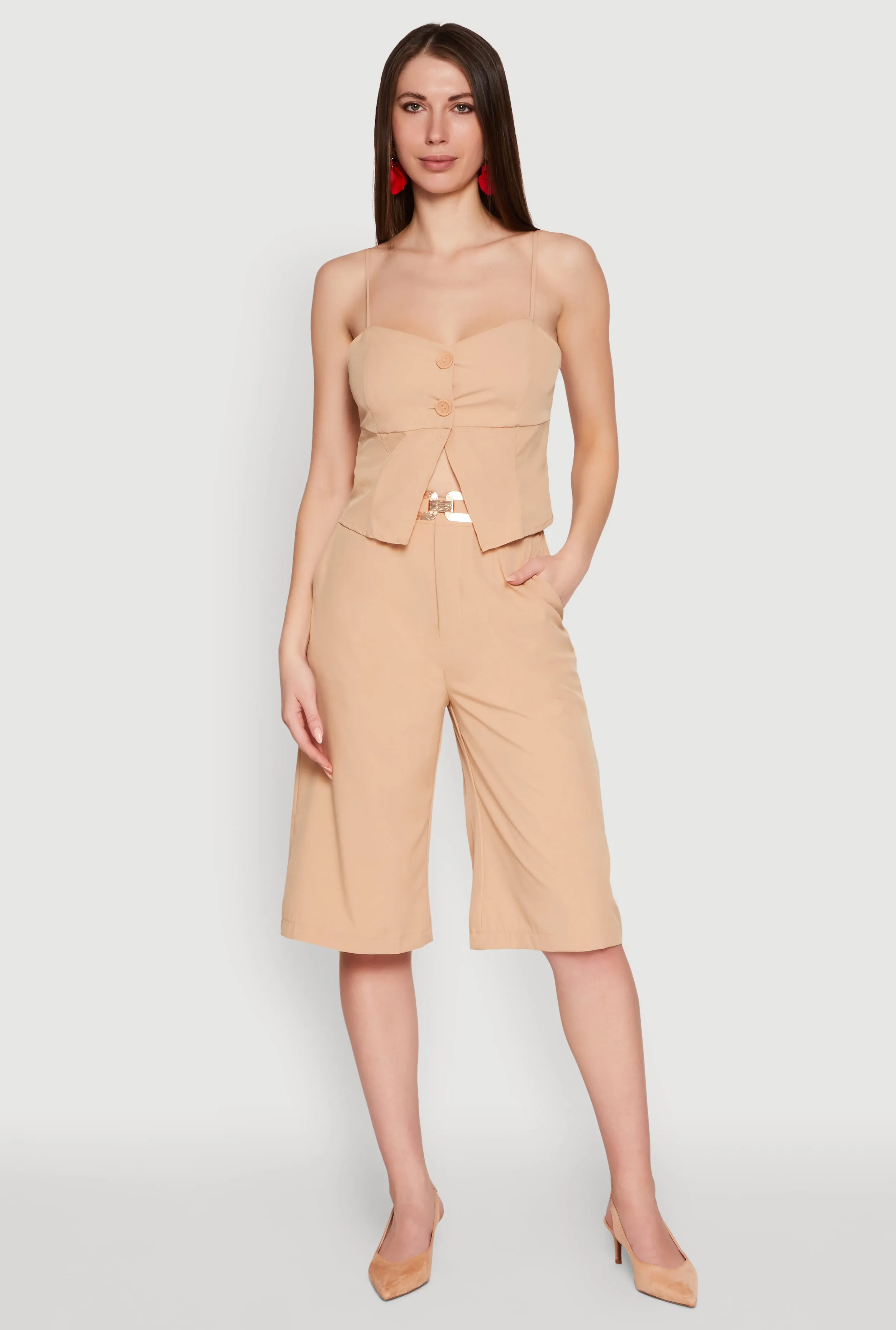 Stylish High Waisted Wide Leg Bermuda Shorts sold by Rainbow