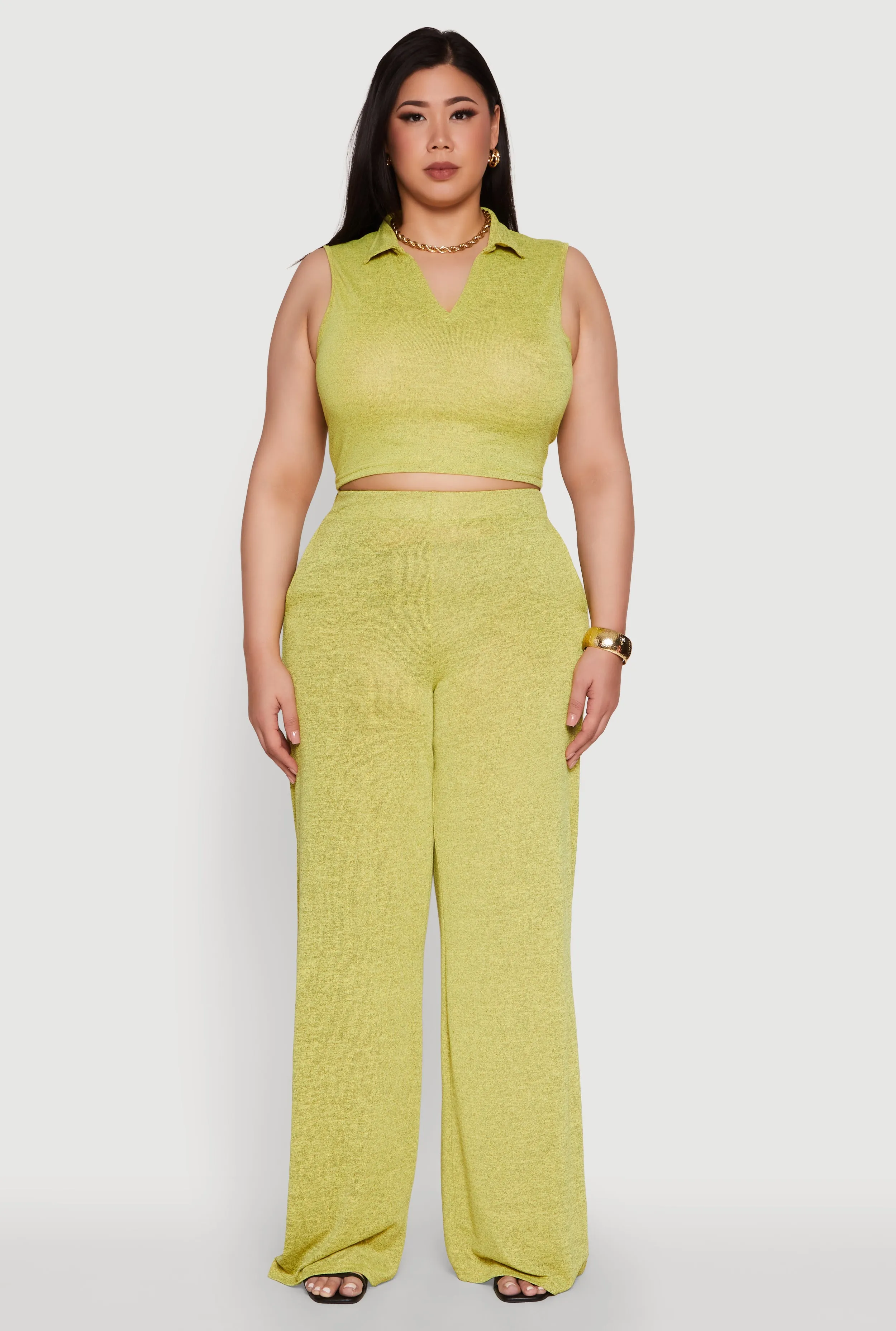 Plus Size Daisy Sleeveless Cropped Polo Top sold by Rainbow product image thumbnail 2