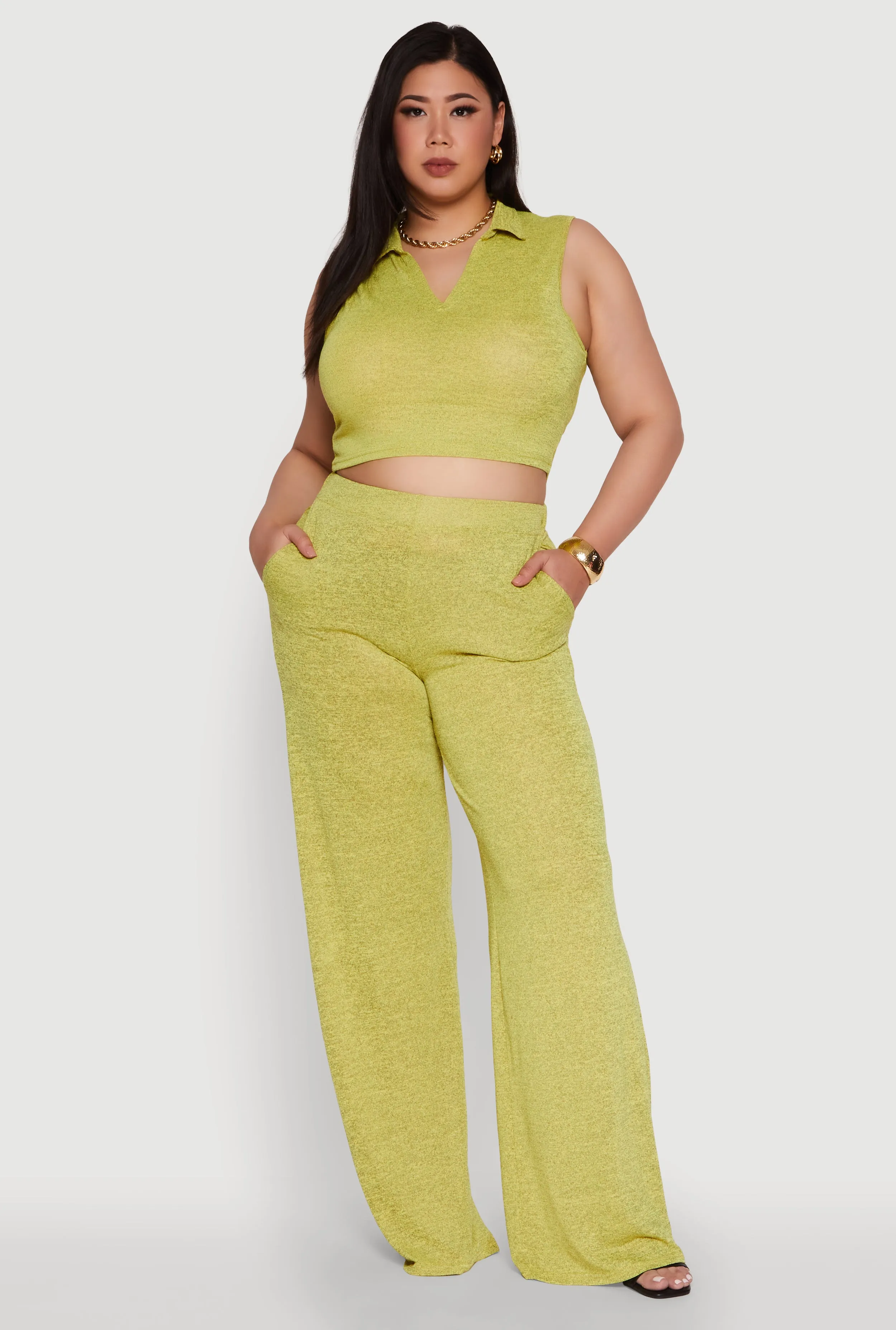 Plus Size Daisy Sleeveless Cropped Polo Top sold by Rainbow product image thumbnail 3