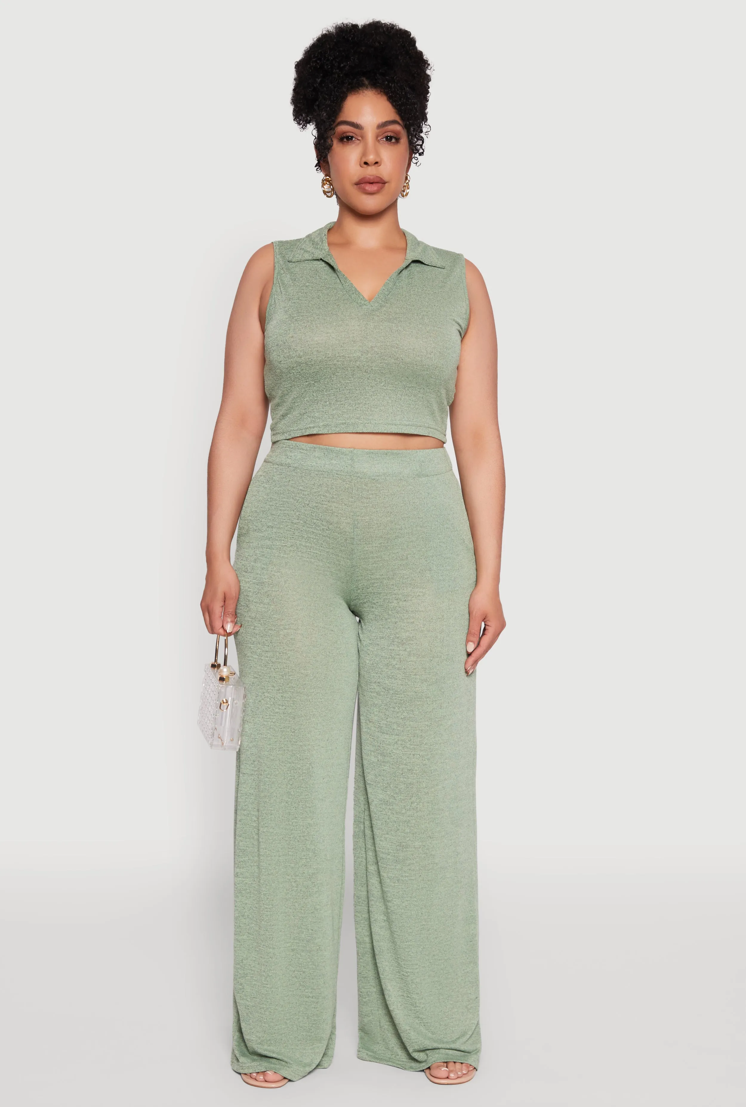 Plus Size Daisy High Waisted Wide Leg Palazzo Pants sold by Rainbow product image thumbnail 2