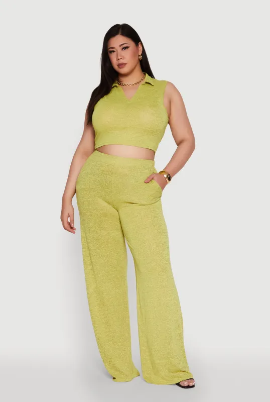Plus Size Daisy High Waisted Wide Leg Palazzo Pants sold by Rainbow