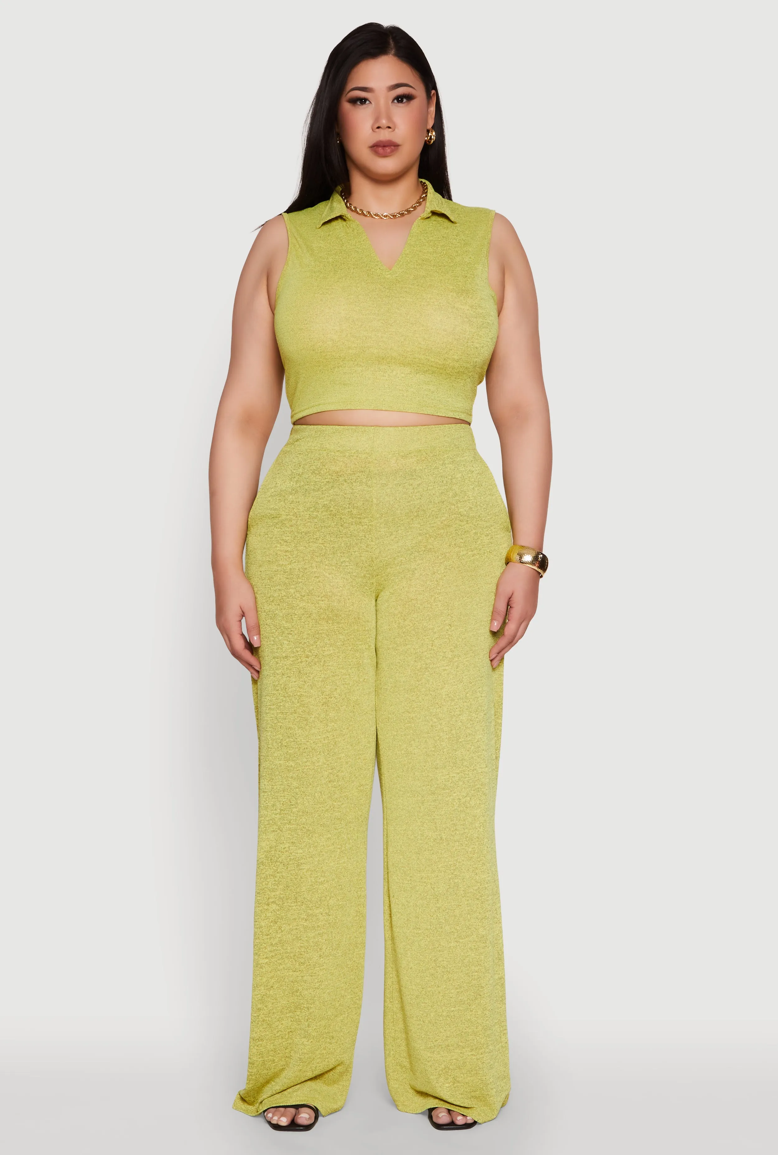 Plus Size Daisy High Waisted Wide Leg Palazzo Pants sold by Rainbow product image thumbnail 2