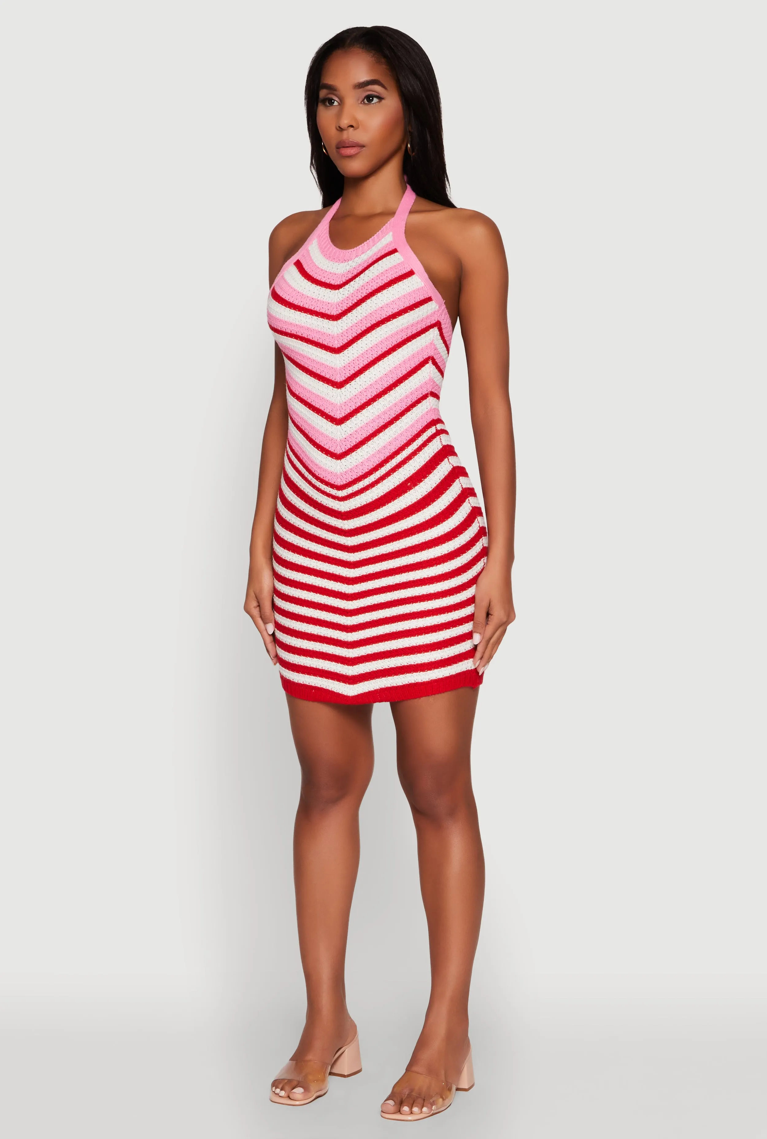 Trendy Crochet Chevron Halter Bodycon Dress sold by Rainbow product image thumbnail 3