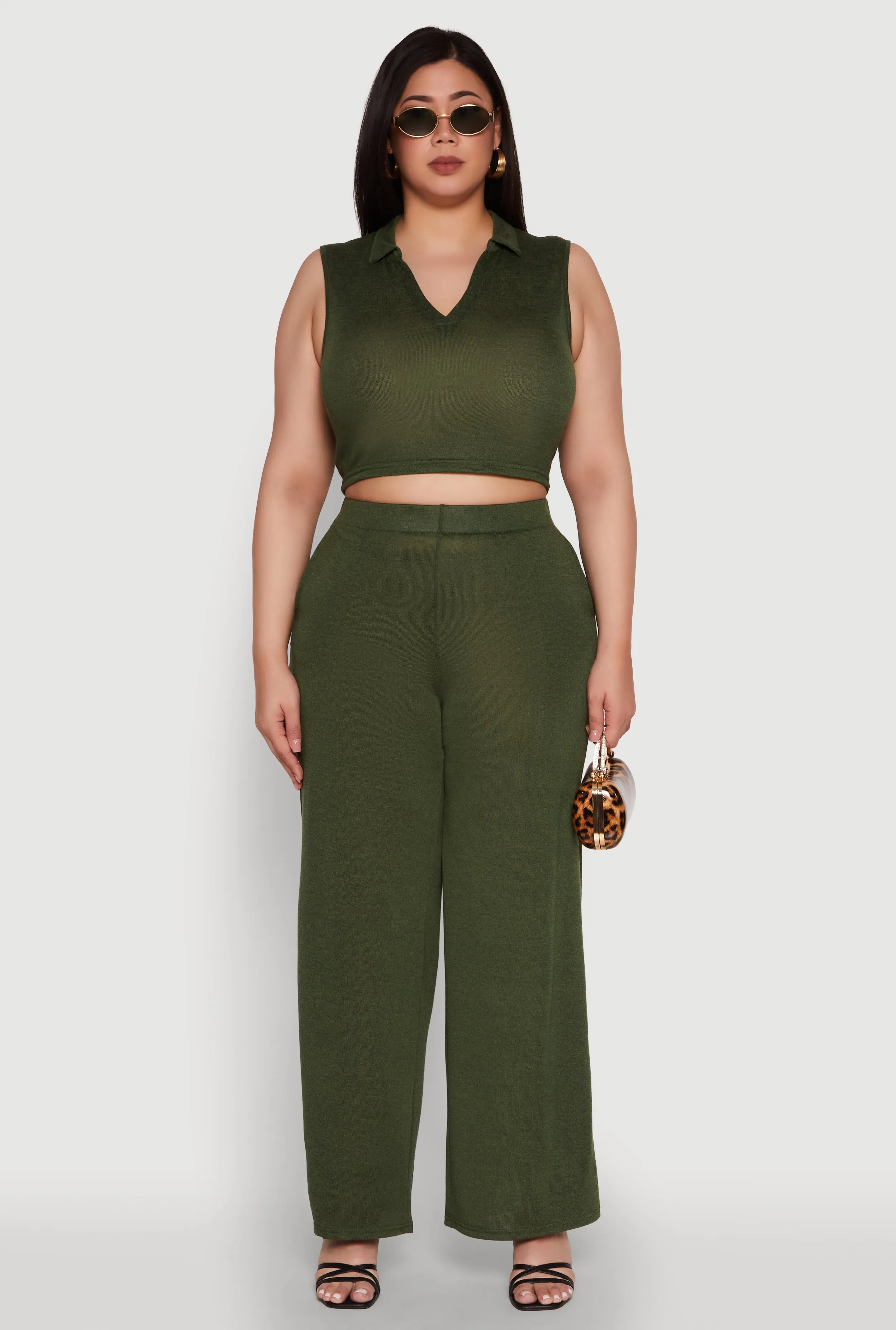 Plus Size Daisy High Waisted Wide Leg Palazzo Pants sold by Rainbow product image thumbnail 2