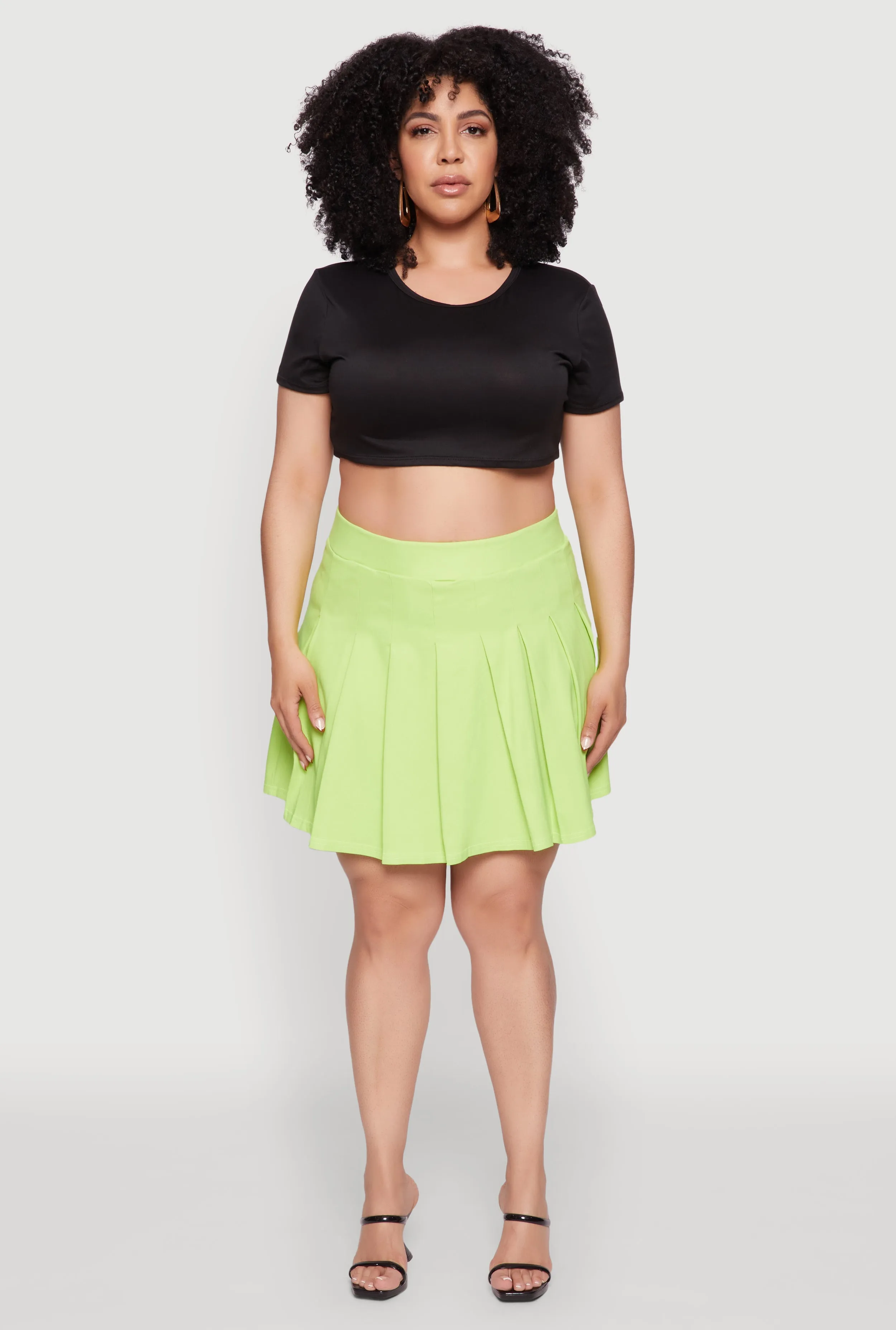 Plus Size Chic High Waisted Mini Pleated Skirt sold by Rainbow product image thumbnail 2