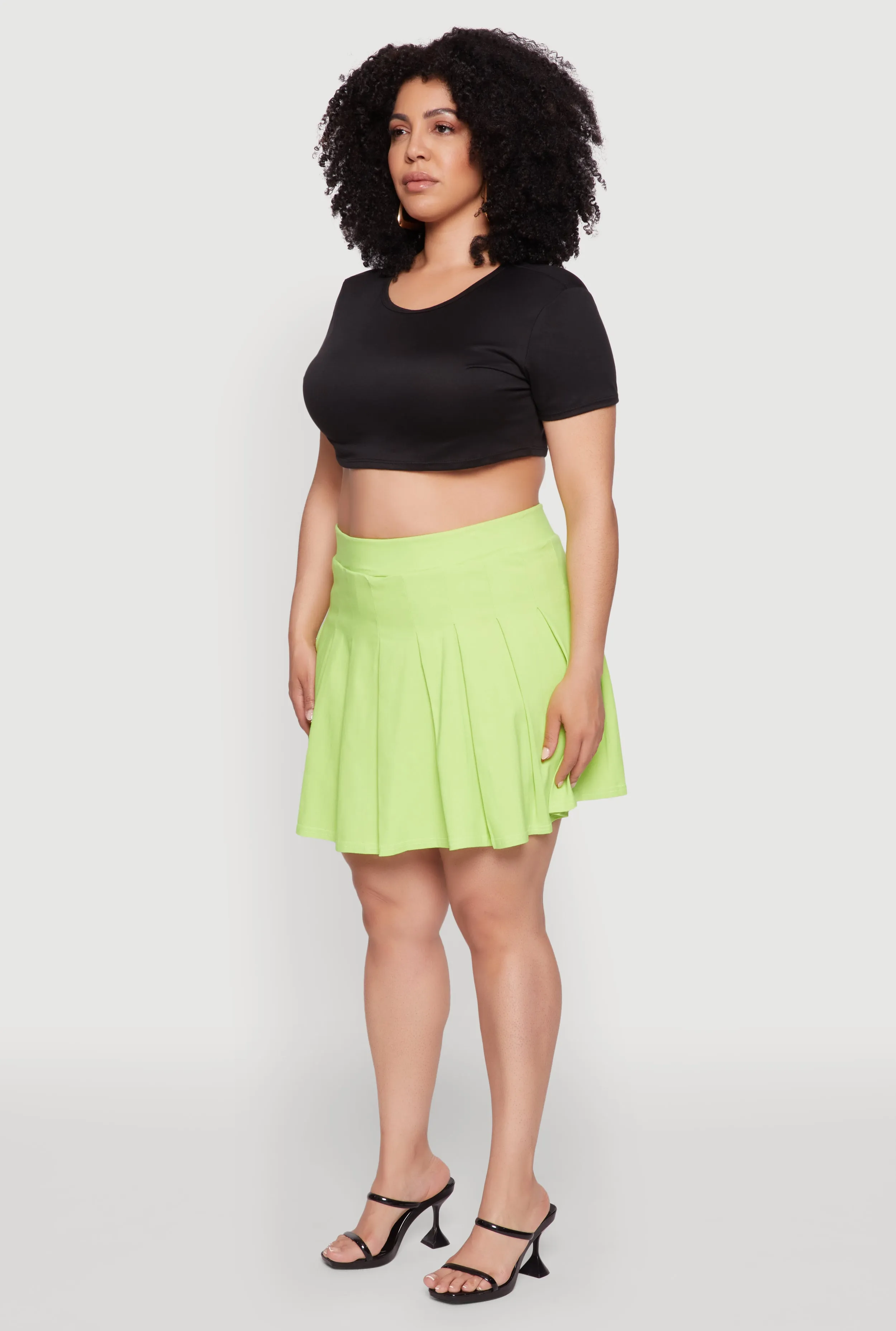 Plus Size Chic High Waisted Mini Pleated Skirt sold by Rainbow product image thumbnail 3