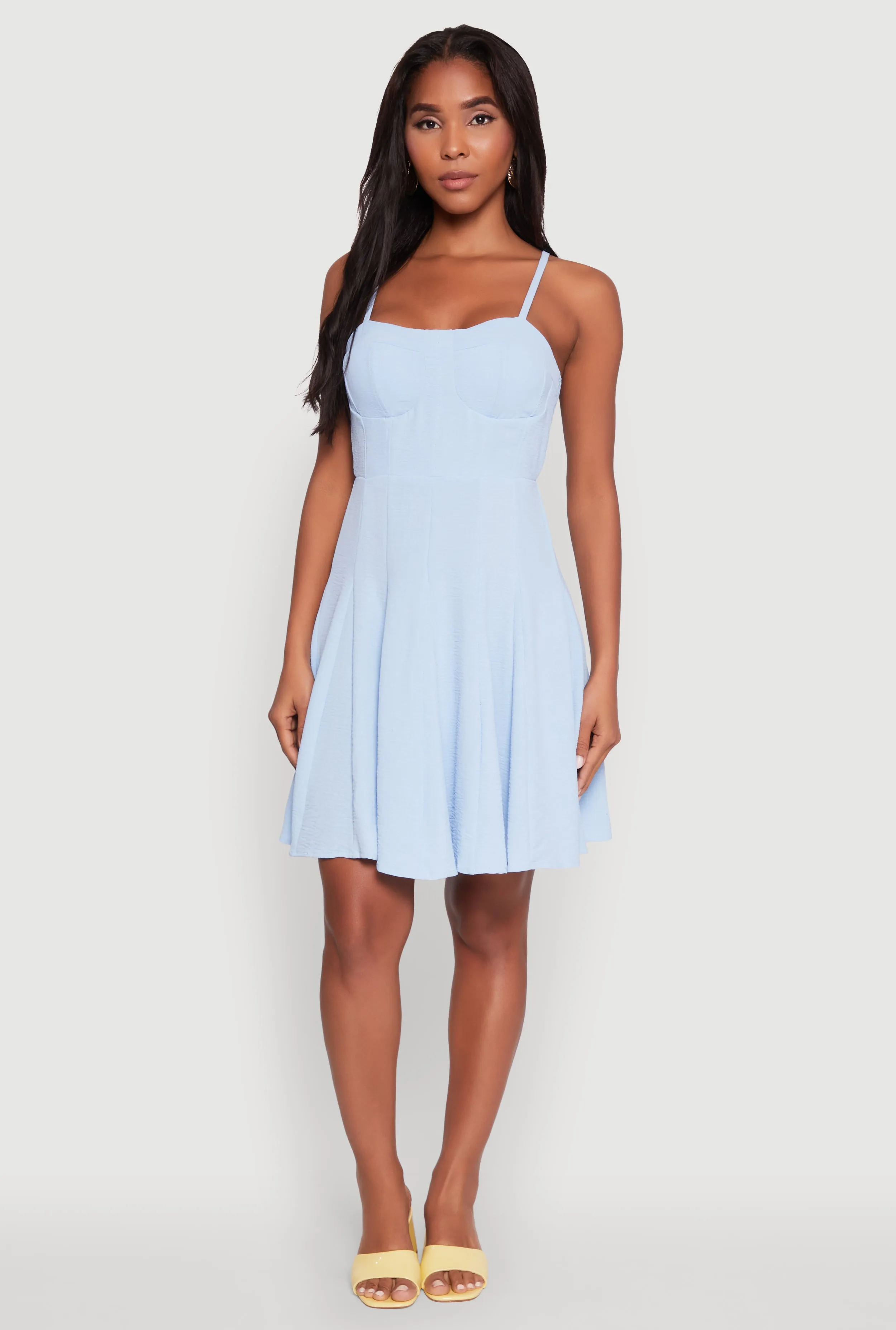 Trendy Crepe Knit Padded Bustier Skater Dress sold by Rainbow