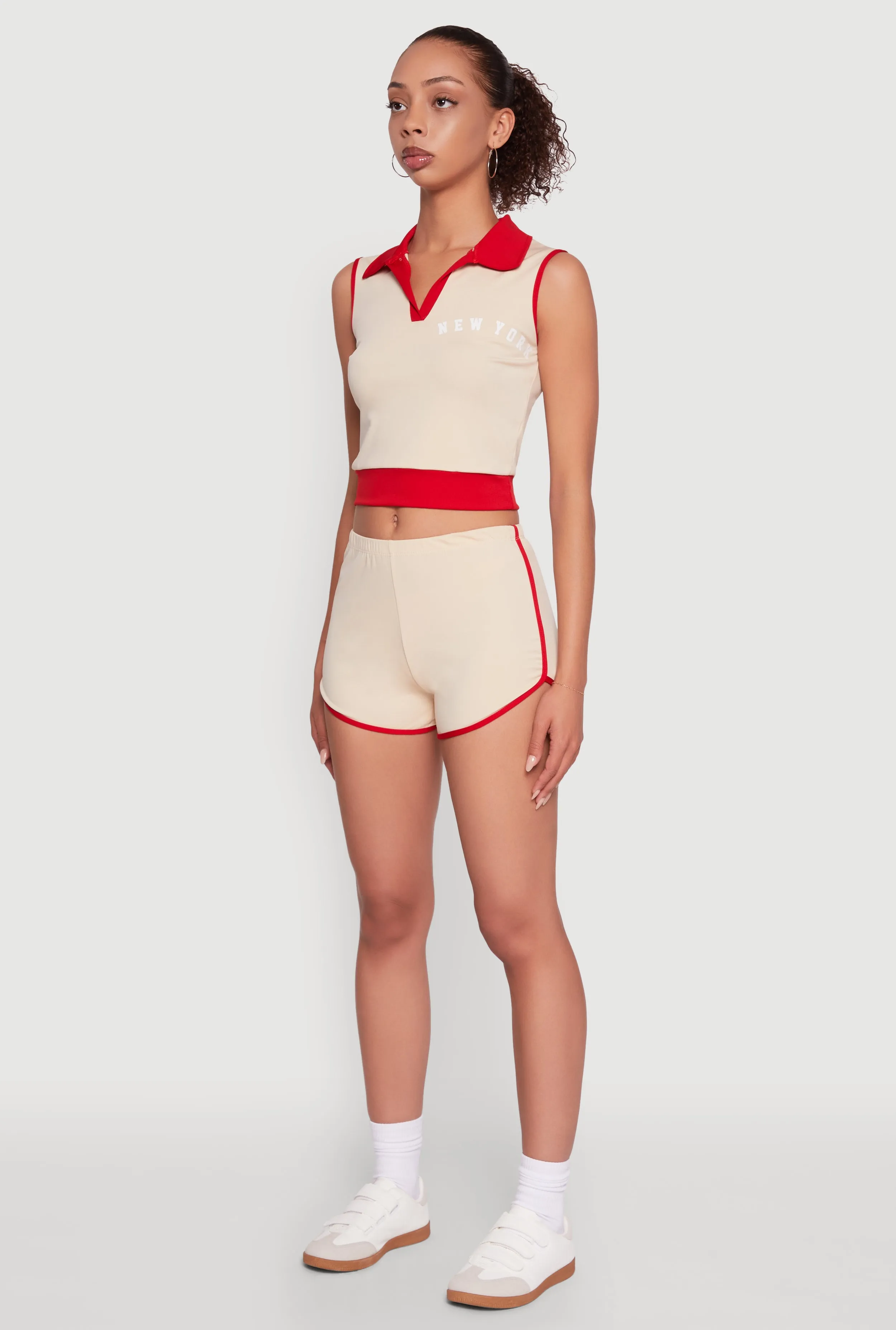 Stylish Contrast Trim Cropped Polo Top sold by Rainbow product image thumbnail 5