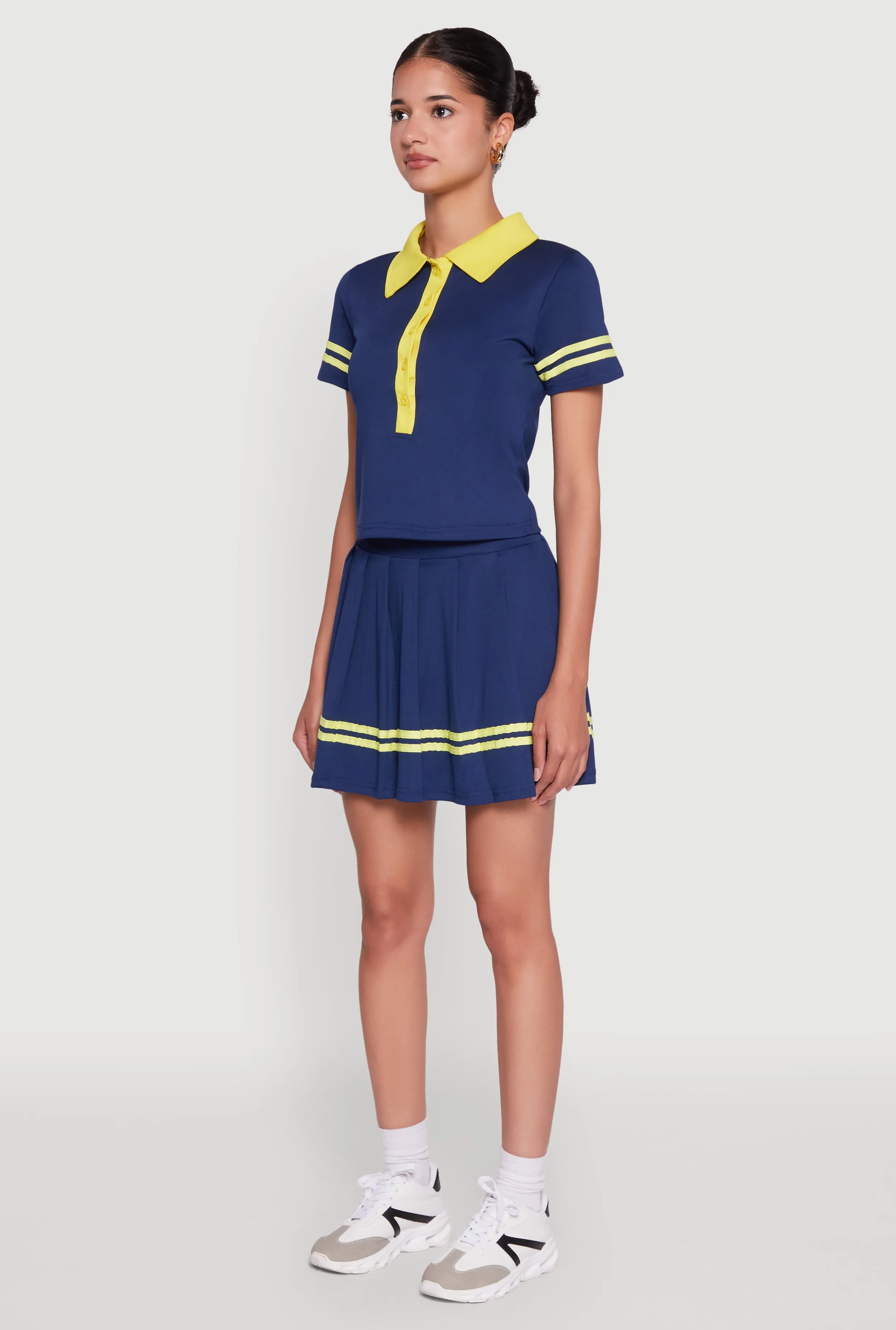 Contrast Trim and Varsity Stripe Cropped Shirt sold by Rainbow product image thumbnail 5