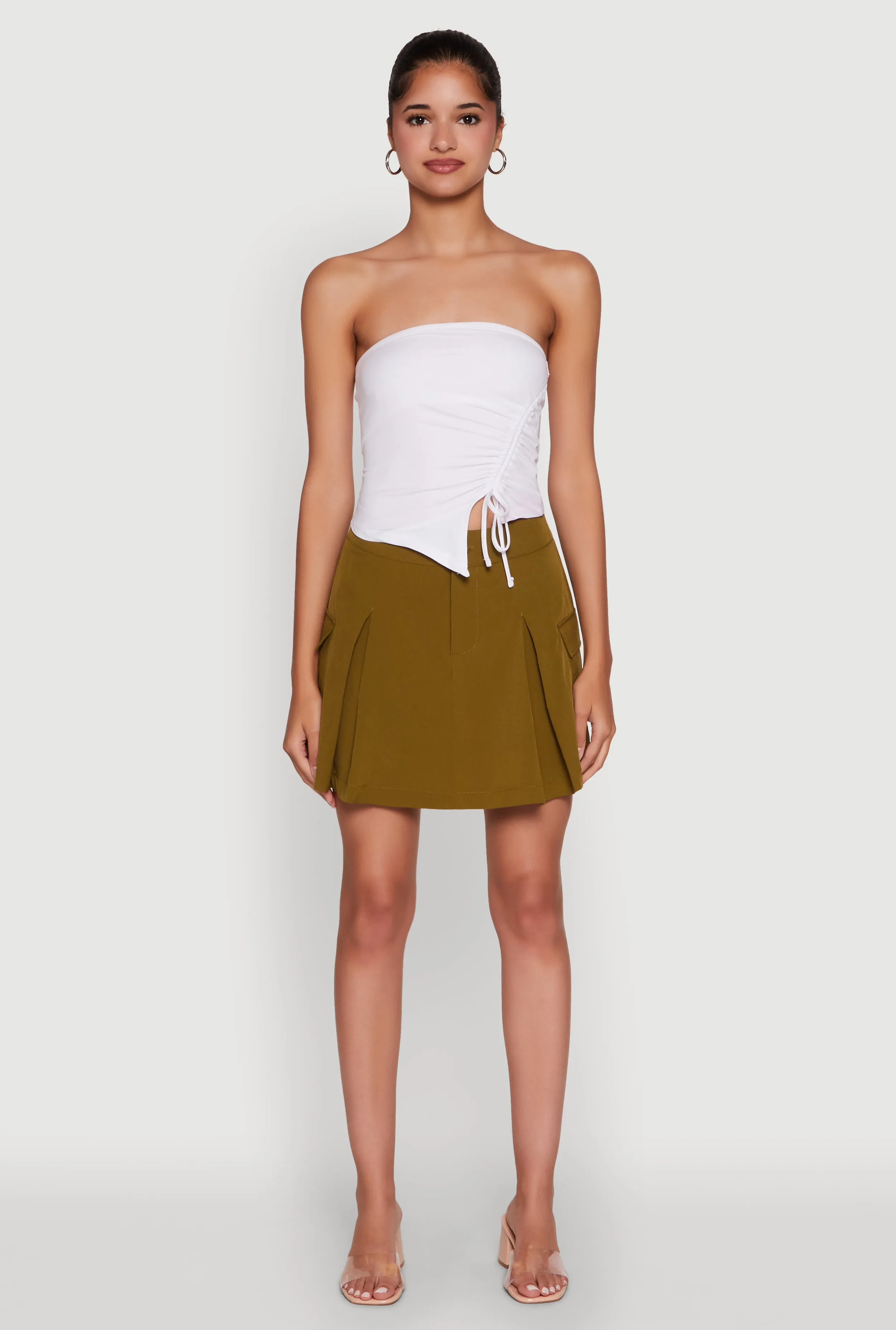 Trendy High Waisted Pleated Skort with Cargo Pockets sold by Rainbow product image thumbnail 2