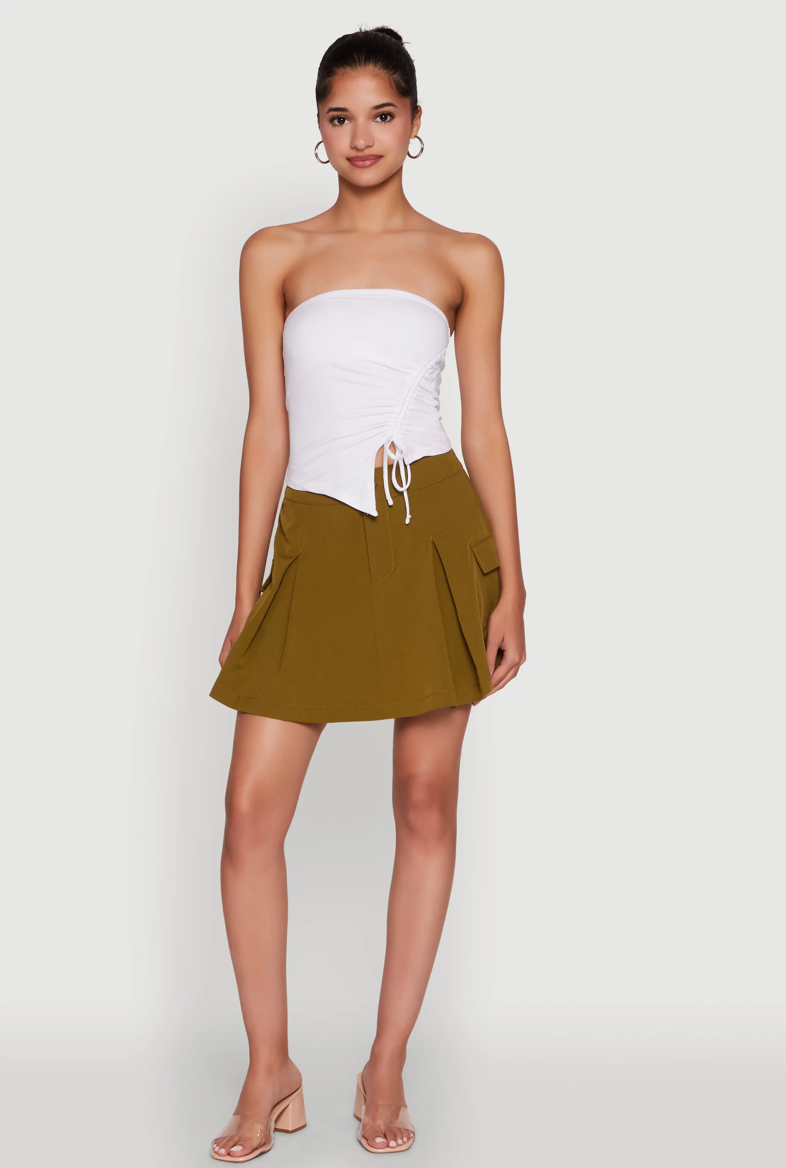 Trendy High Waisted Pleated Skort with Cargo Pockets sold by Rainbow