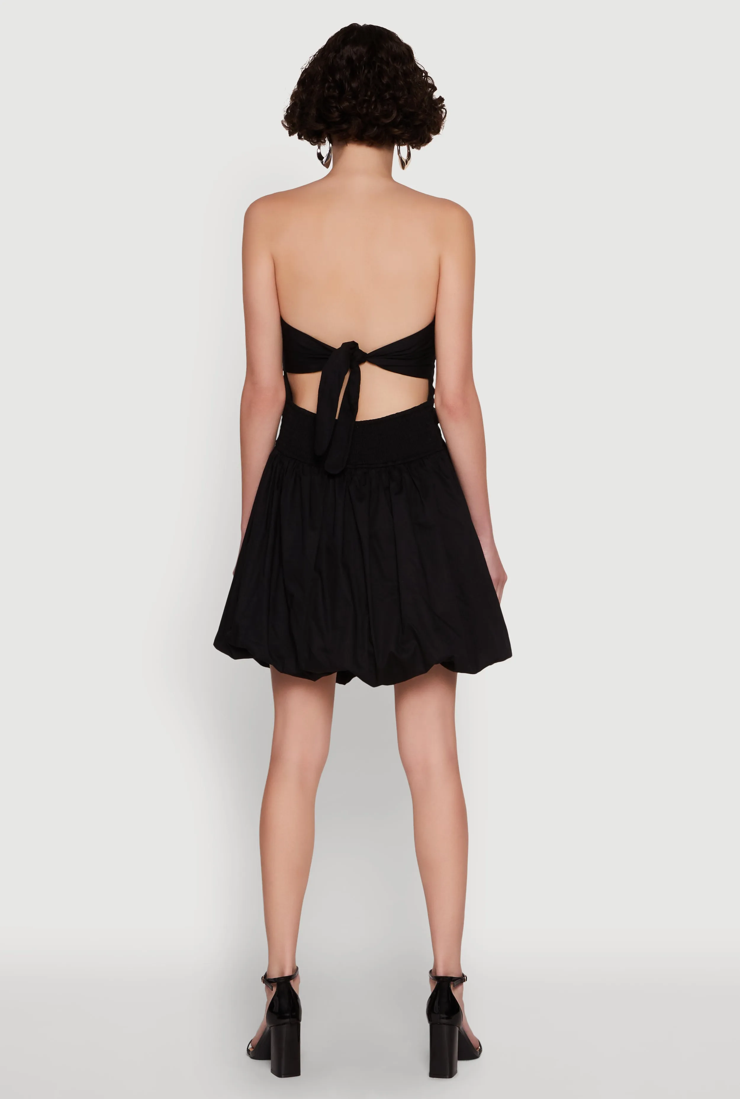 Chic Strapless Poplin Dress with Bubble Hem and Tie Back sold by Rainbow product image thumbnail 5