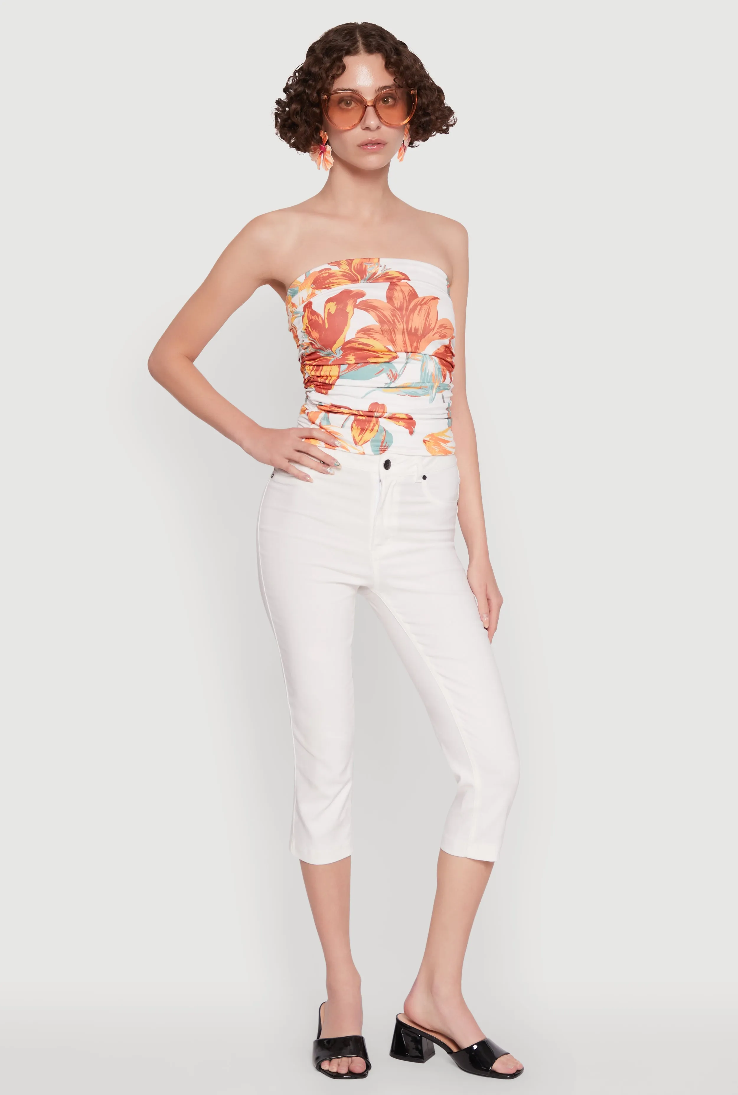 Floral Print Ruched Tube Top sold by Rainbow