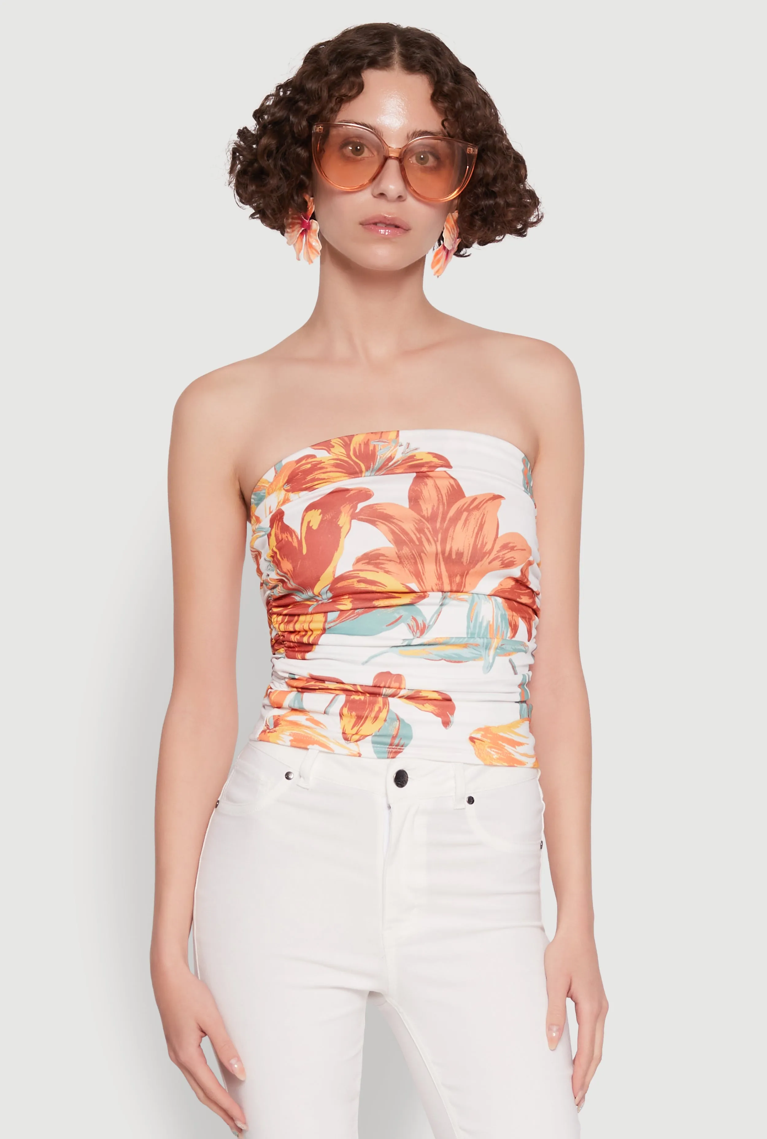 Floral Print Ruched Tube Top sold by Rainbow product image thumbnail 2