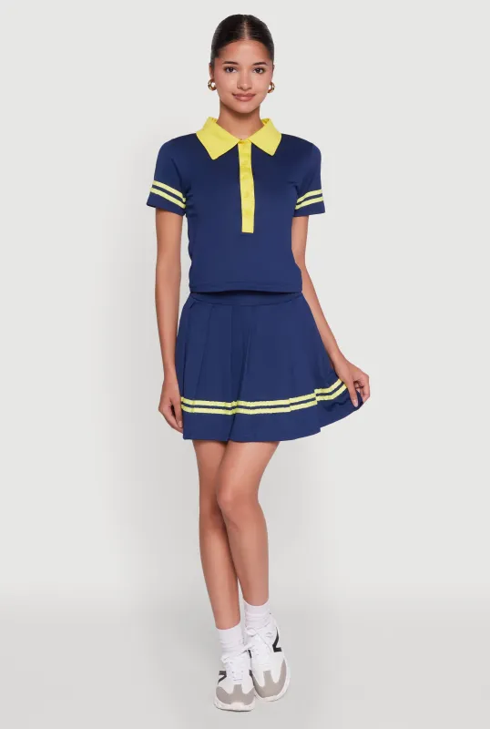 Trendy Varsity Stripe Pleated Mini Skirt sold by Rainbow