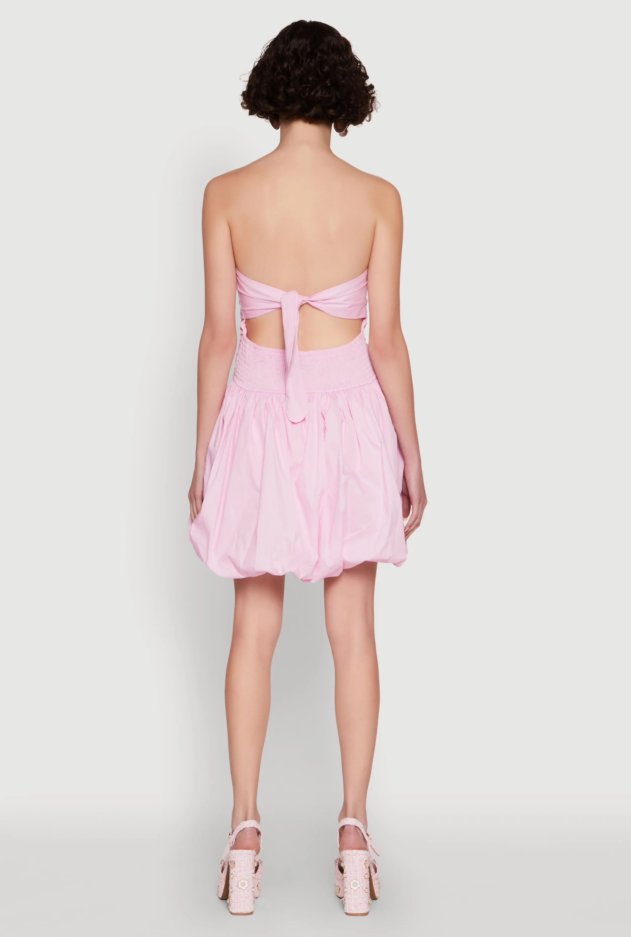 Chic Strapless Poplin Dress with Bubble Hem and Tie Back sold by Rainbow product image thumbnail 5
