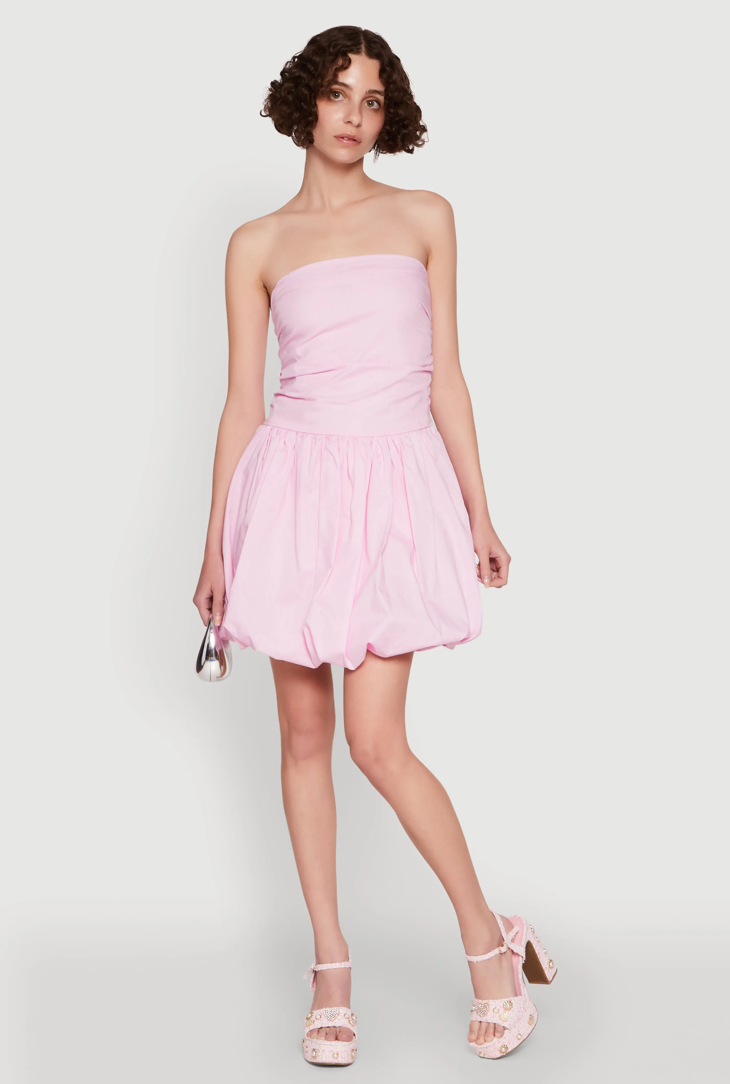 Chic Strapless Poplin Dress with Bubble Hem and Tie Back sold by Rainbow product image thumbnail 2