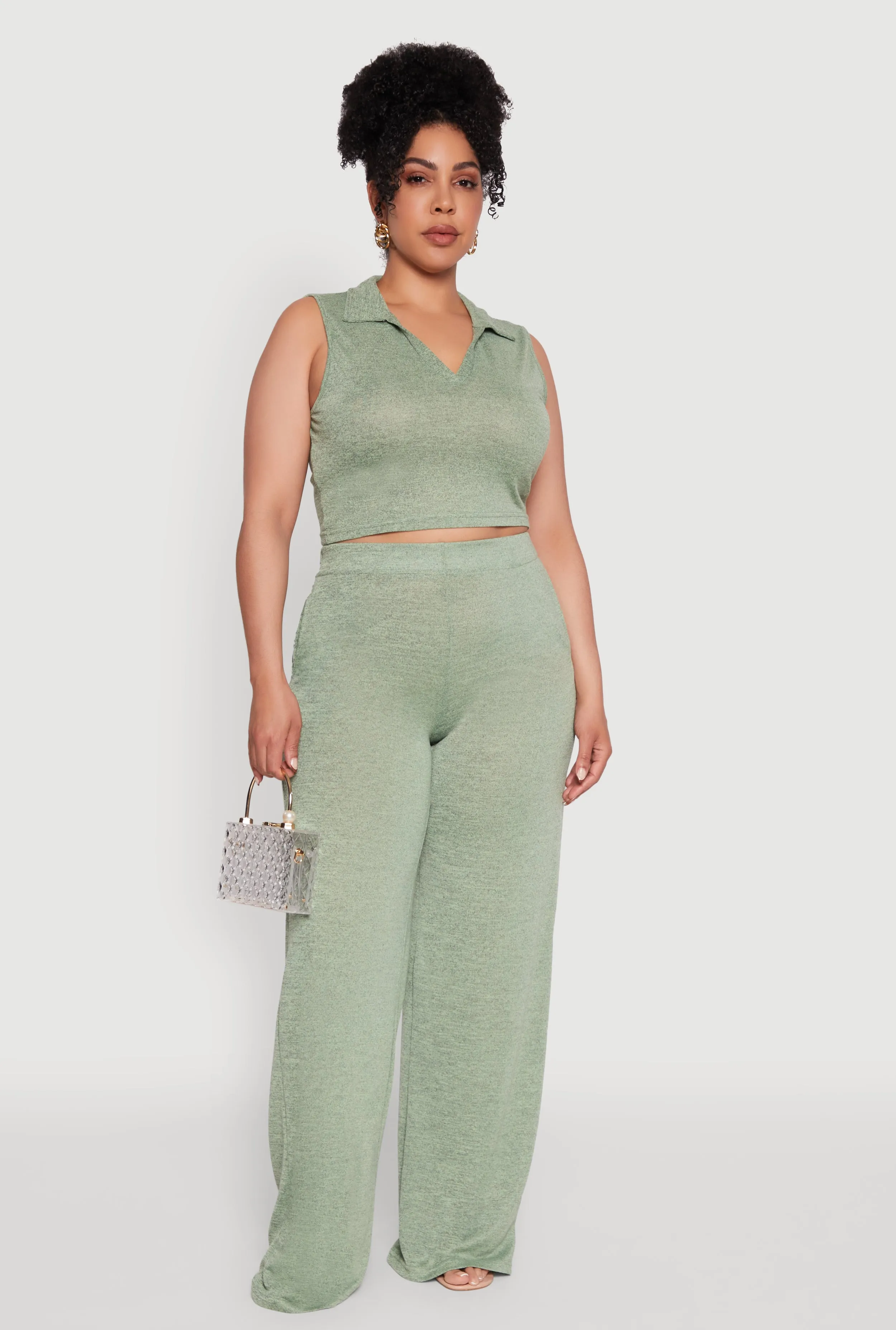 Plus Size Daisy Sleeveless Cropped Polo Top sold by Rainbow product image thumbnail 3