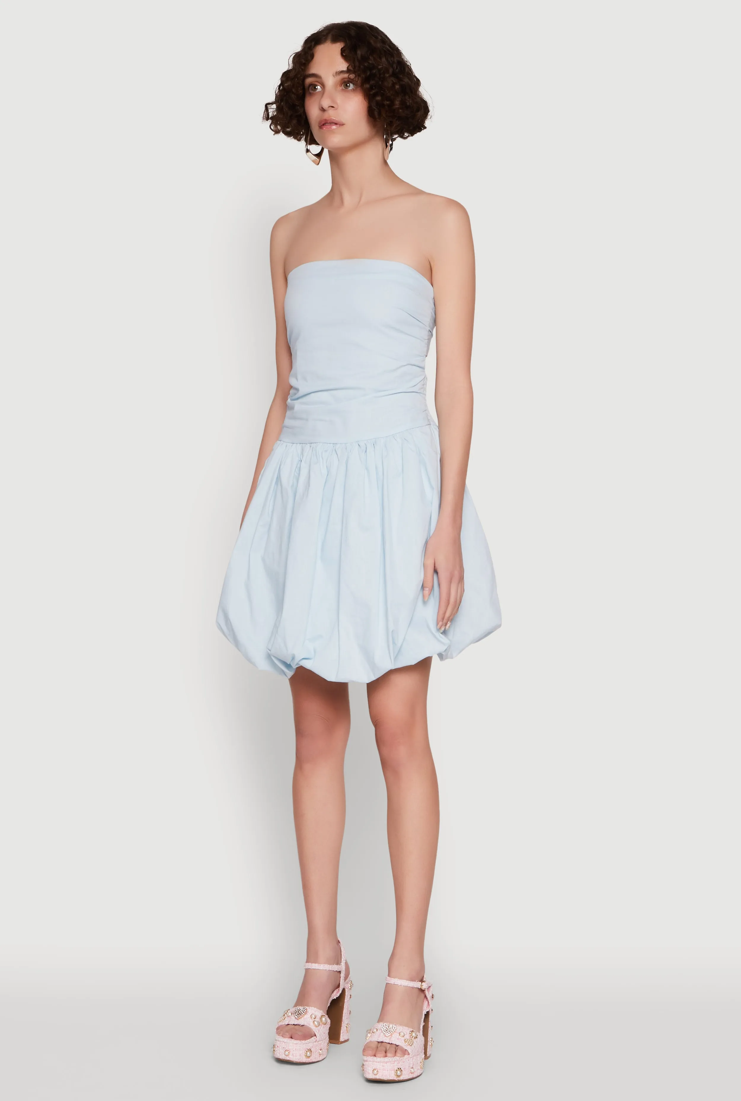 Chic Strapless Poplin Dress with Bubble Hem and Tie Back sold by Rainbow product image thumbnail 4