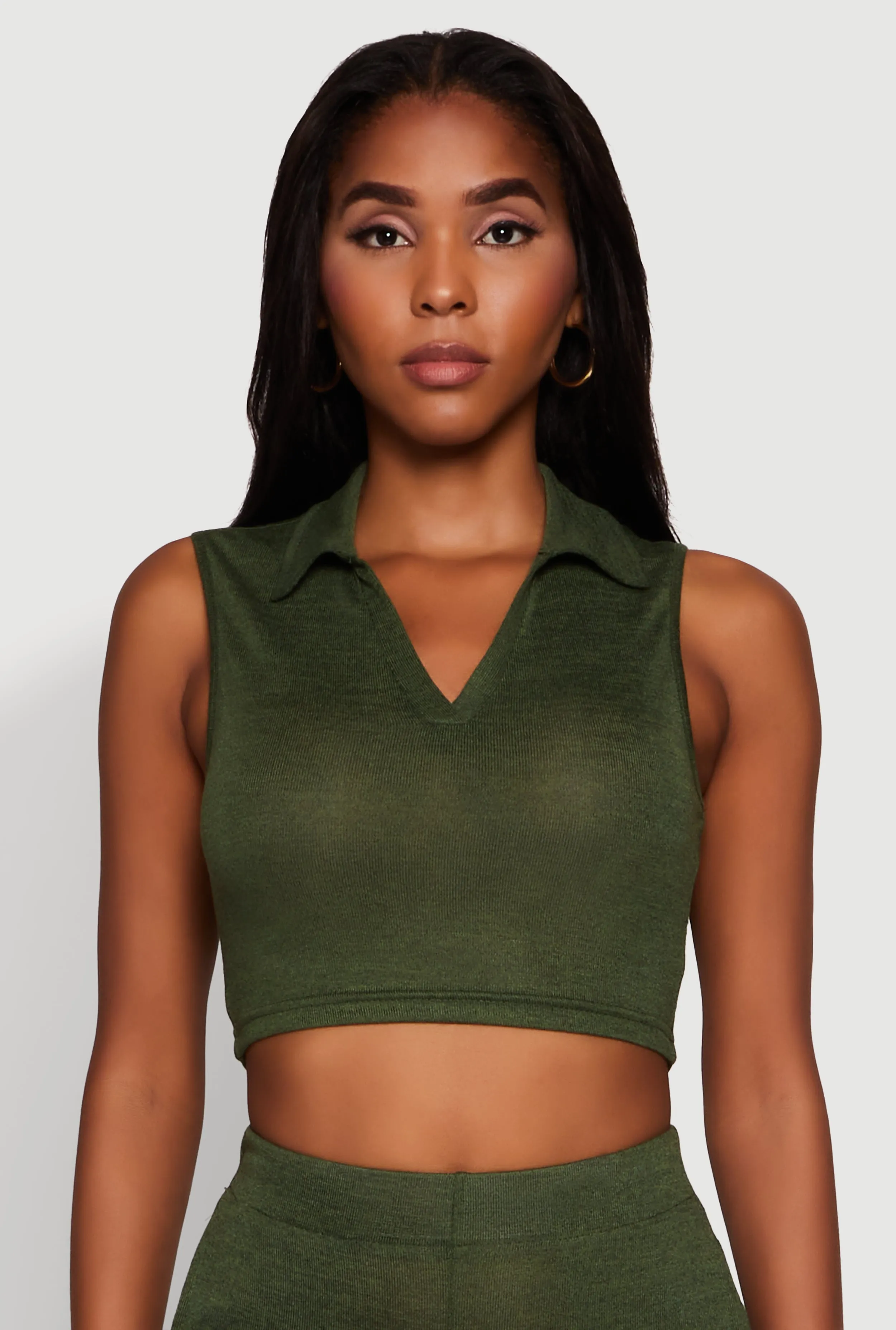 Daisy Sleeveless Collared Crop Top sold by Rainbow