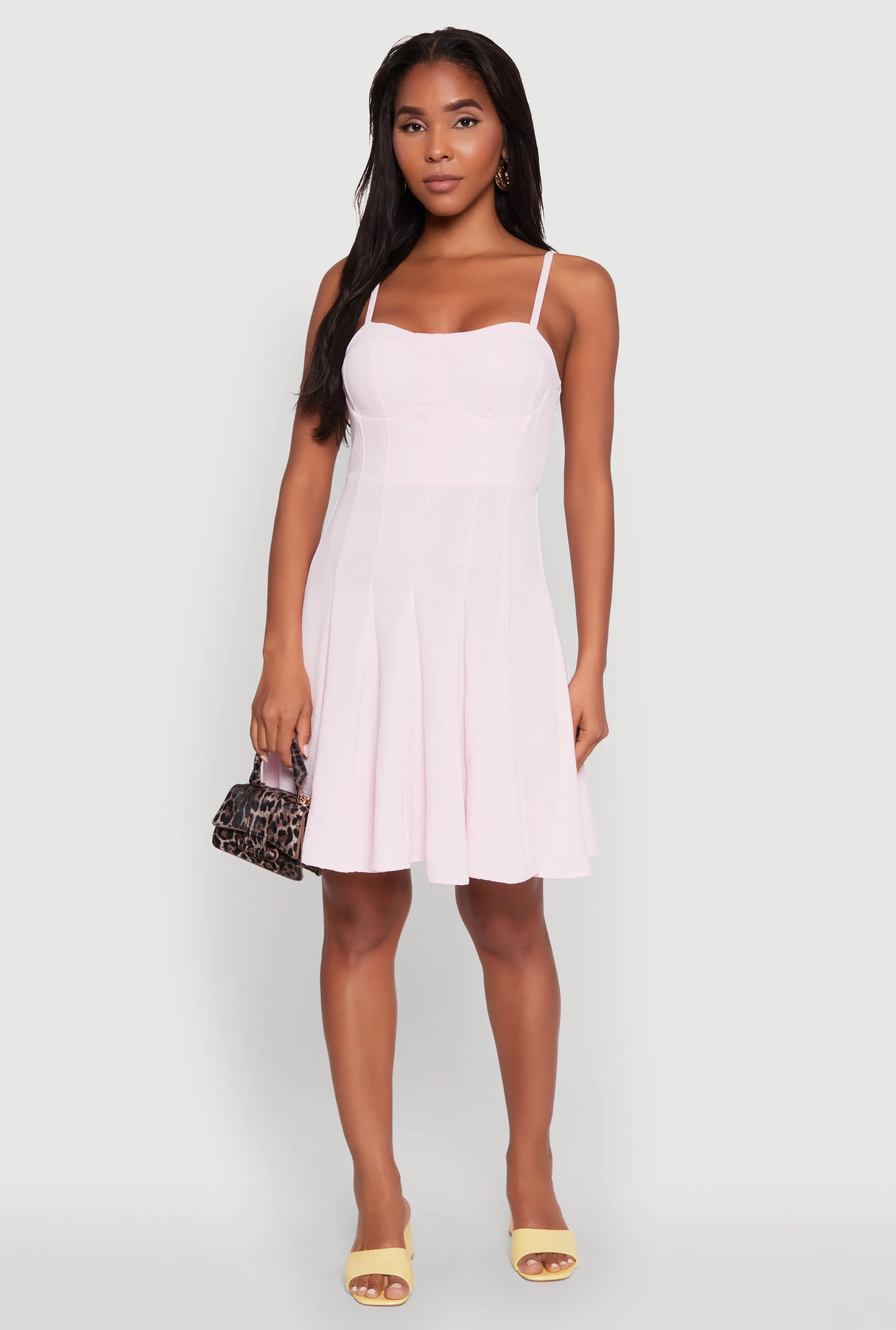 Trendy Crepe Knit Padded Bustier Skater Dress sold by Rainbow