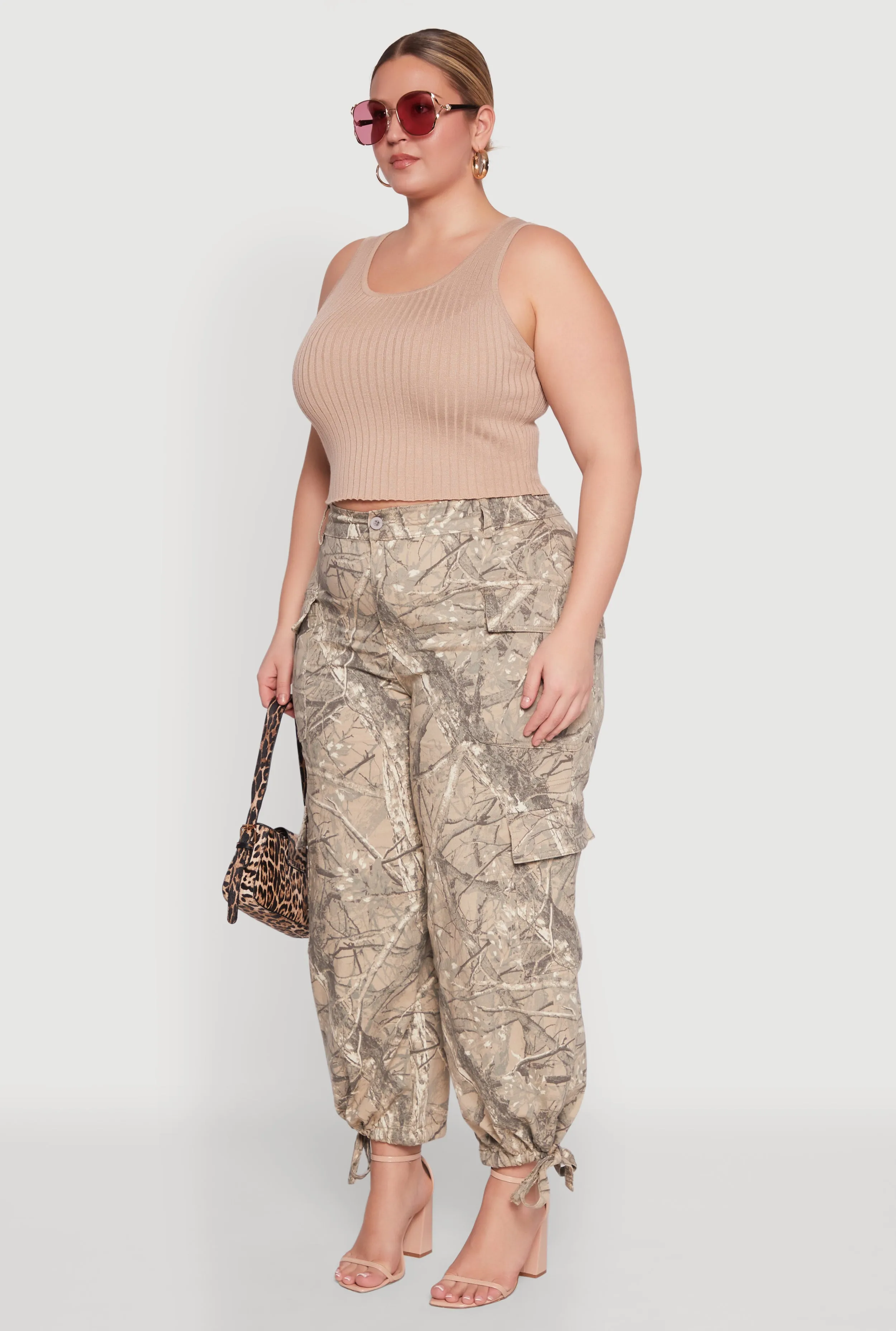 Plus Size Almost Famous High Waisted Tapered Cargo Joggers sold by Rainbow product image thumbnail 3