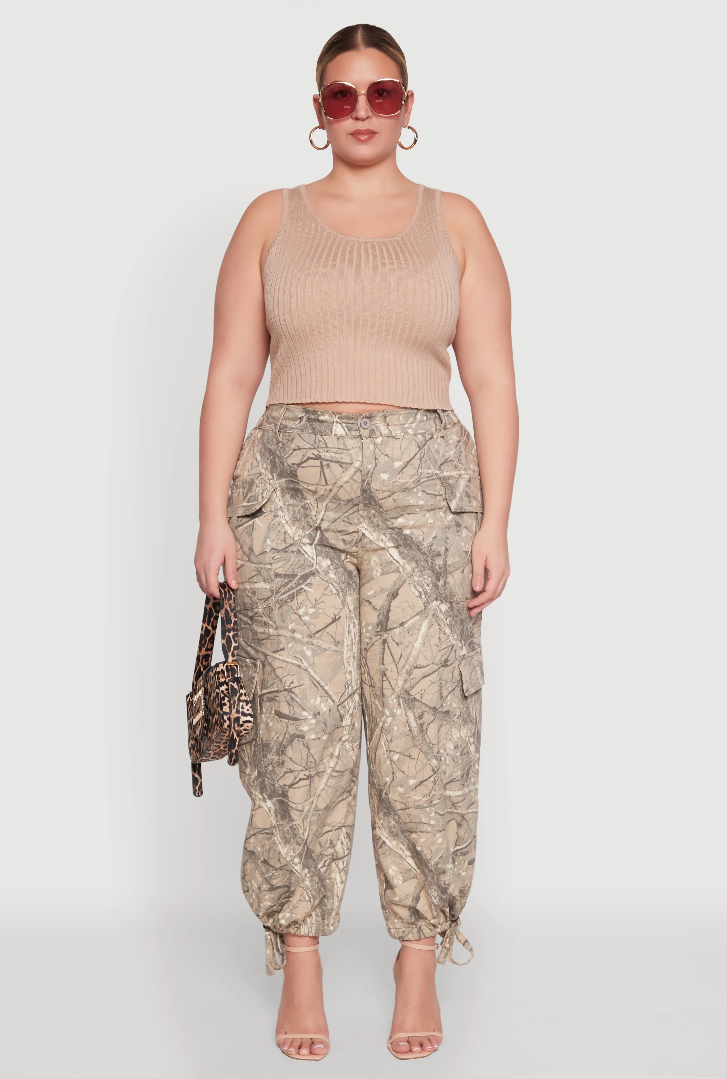 Plus Size Almost Famous High Waisted Tapered Cargo Joggers sold by Rainbow