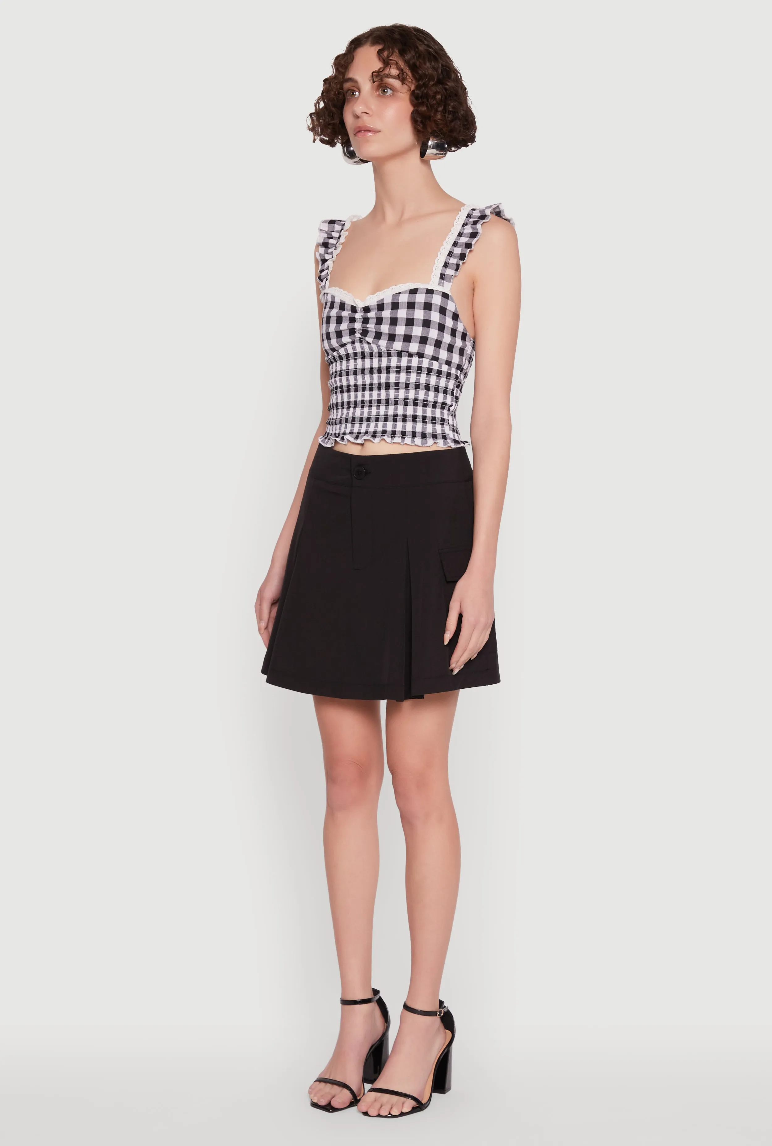 Chic Lace Trim Gingham Smocked Blouse sold by Rainbow product image thumbnail 5