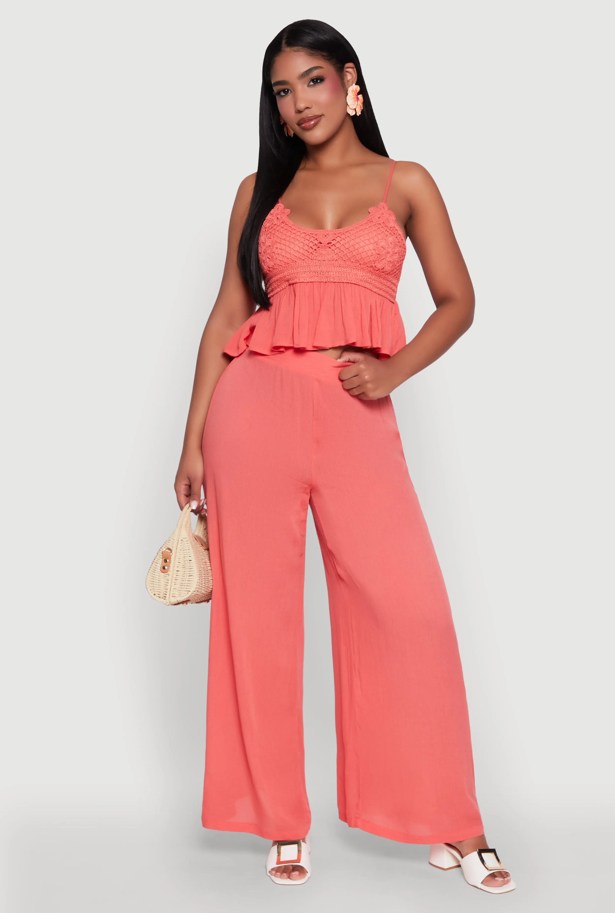 Stylish Gauze Knit High Waisted Palazzo Pants sold by Rainbow