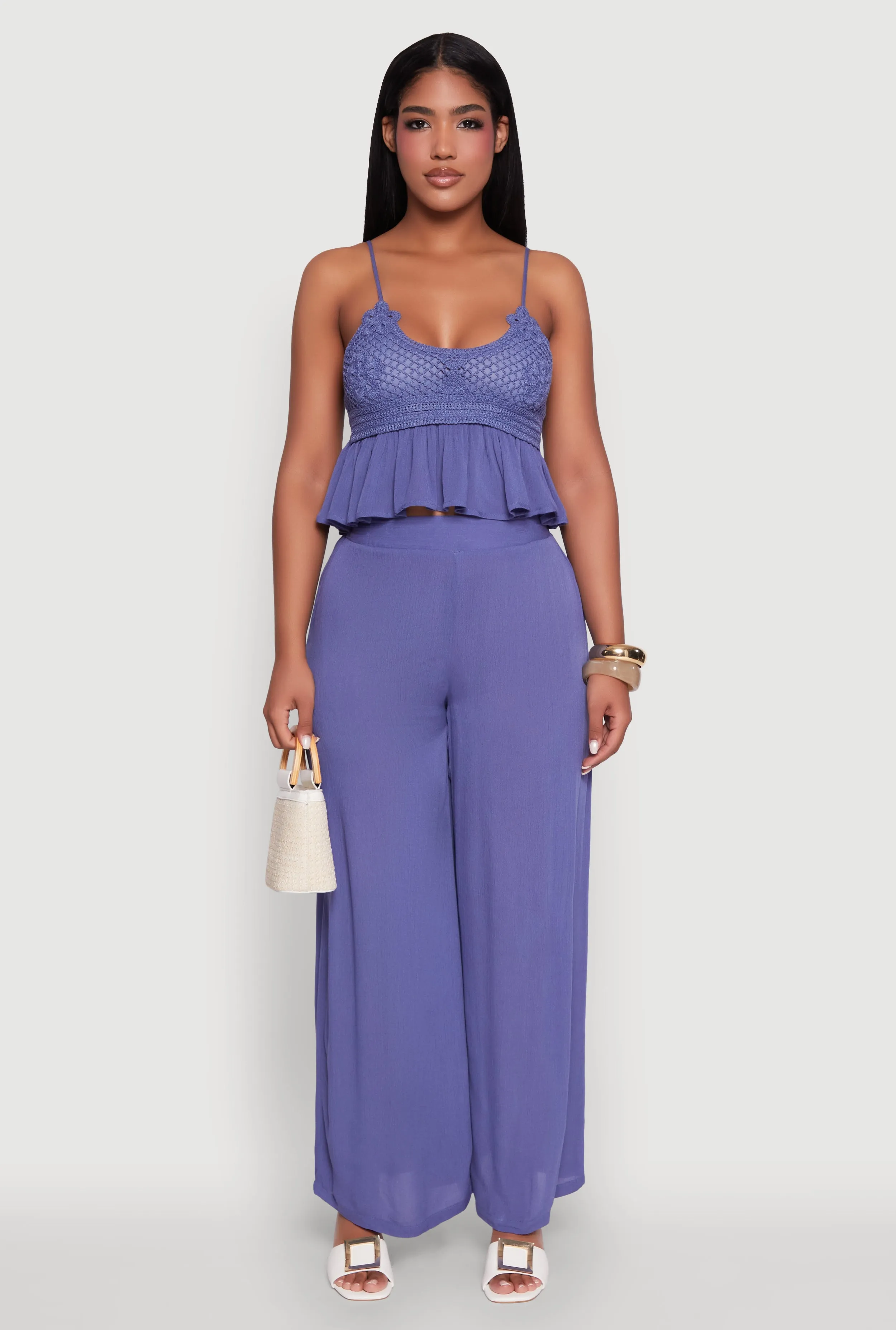 Stylish Gauze Knit High Waisted Palazzo Pants sold by Rainbow product image thumbnail 2