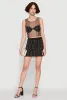 Rhinestone Faux Pearl Mesh Overlay High Waisted Mini Skirt sold by Rainbow