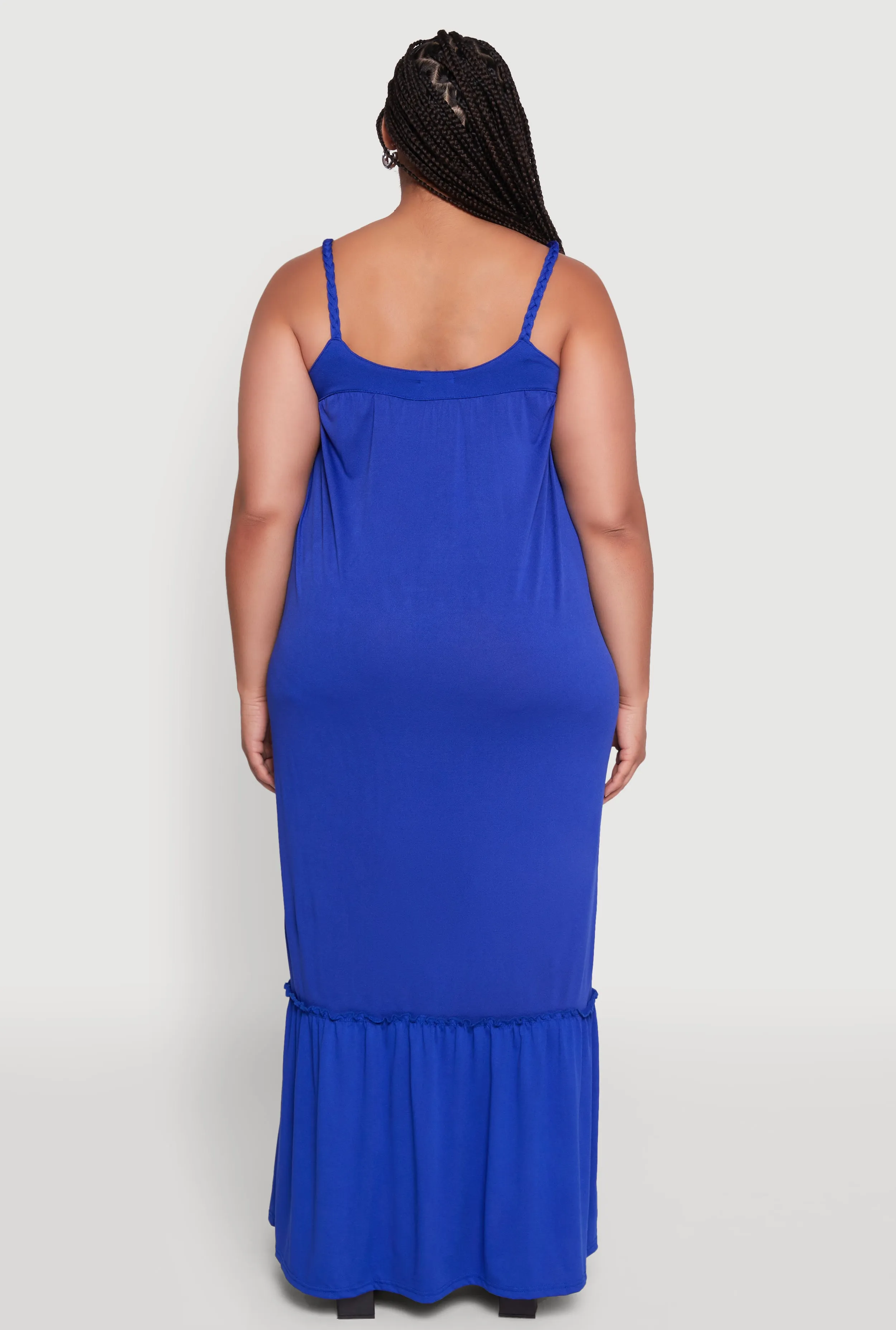 Plus Size Crepe Knit Cami Dress with Flounce Hem and Braided Straps sold by Rainbow product image thumbnail 5