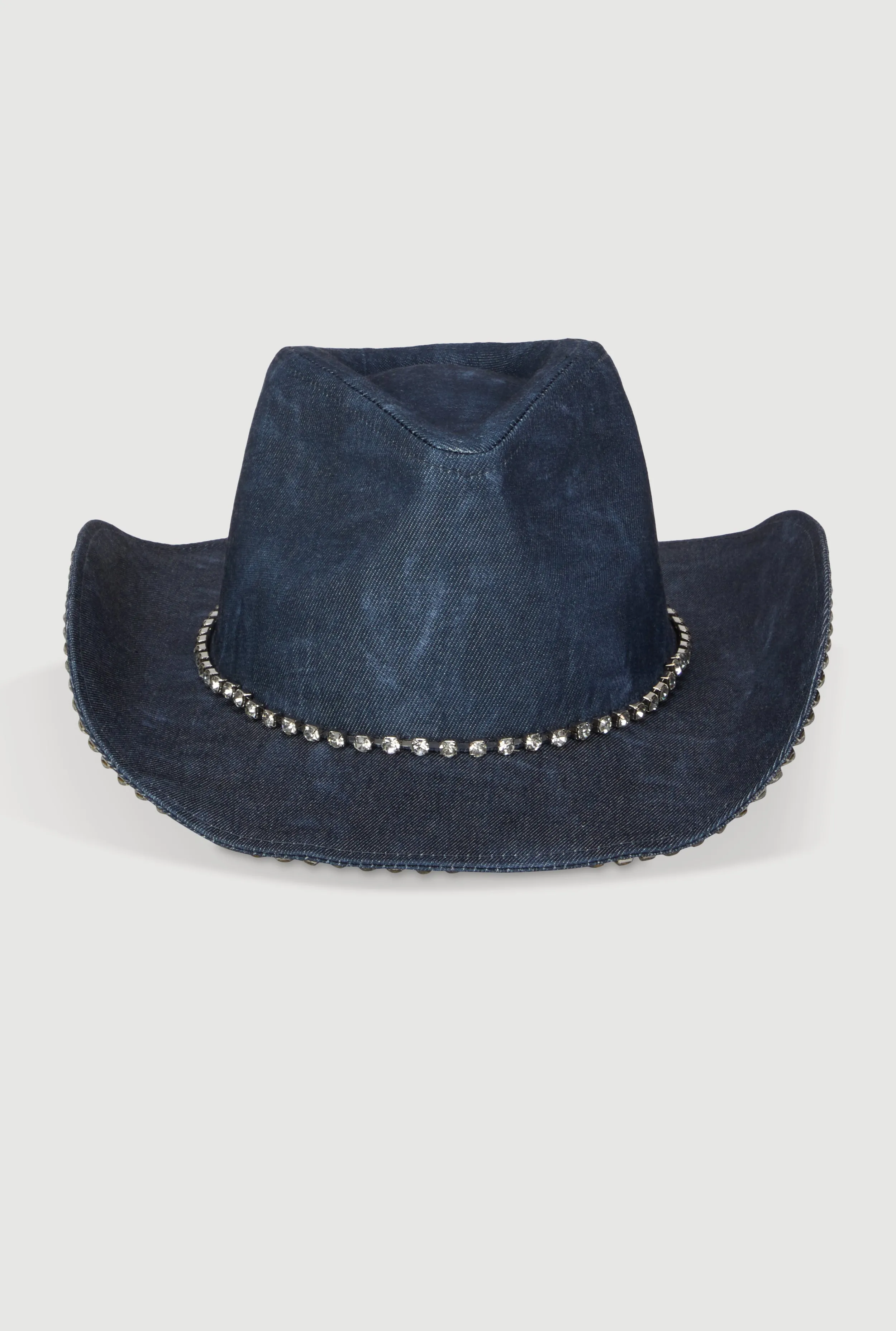 Rhinestone Trim Denim Print Cowboy Hat sold by Rainbow product image thumbnail 3