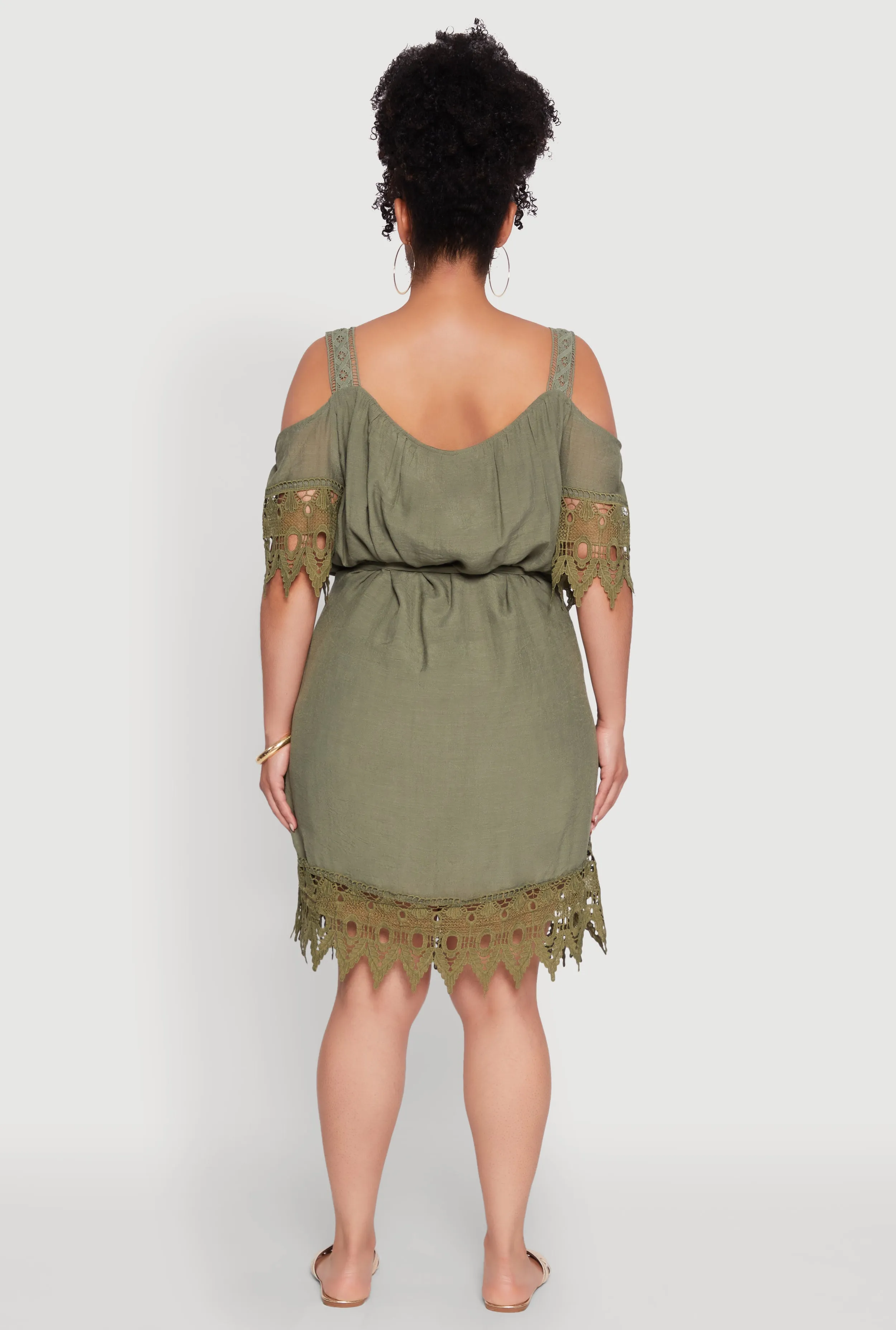 Plus Size Chic Crochet Detail Gauze Knit Cold Shoulder Dress sold by Rainbow product image thumbnail 5