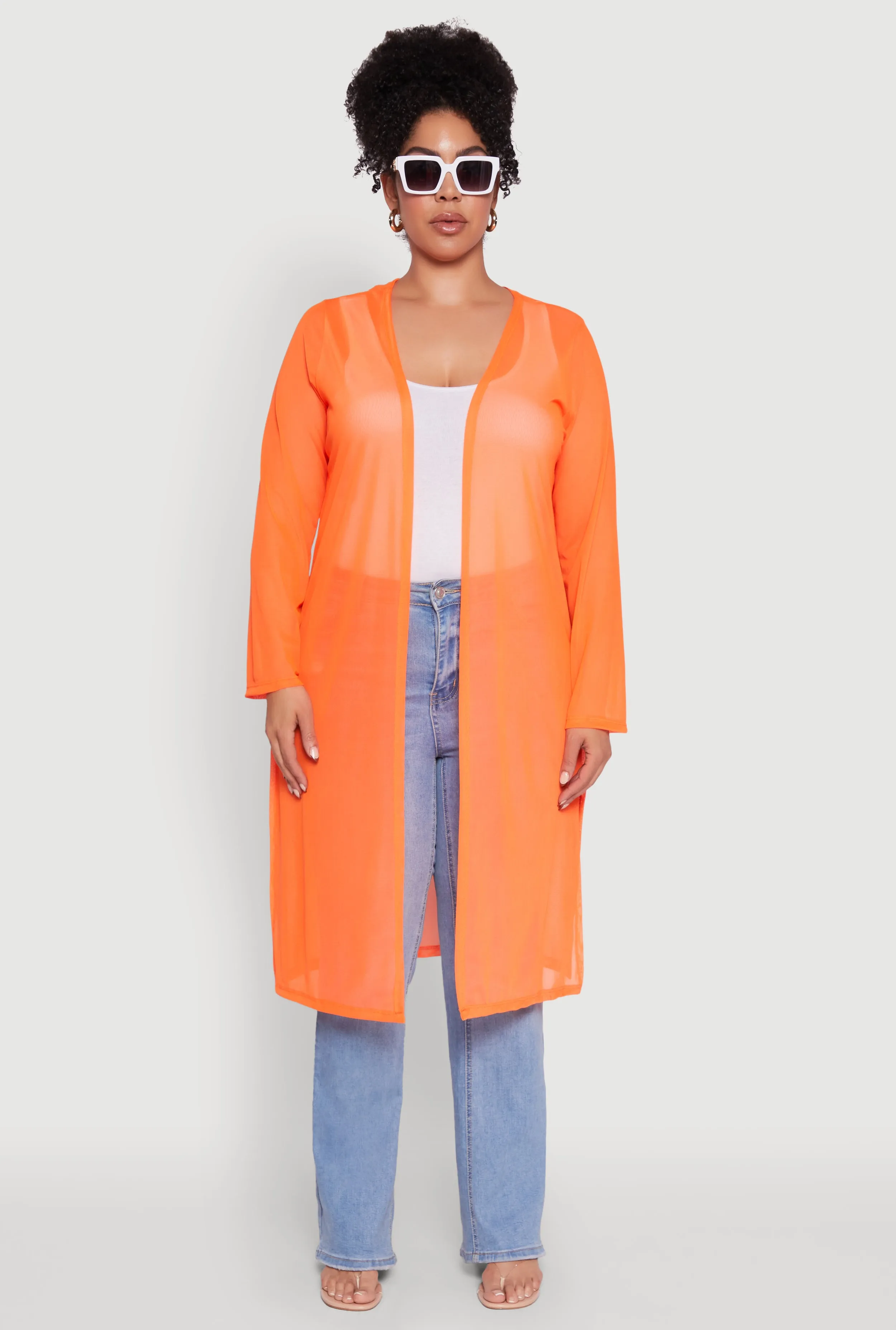 Plus Size Chic Mesh Long Sleeve Duster sold by Rainbow product image thumbnail 2