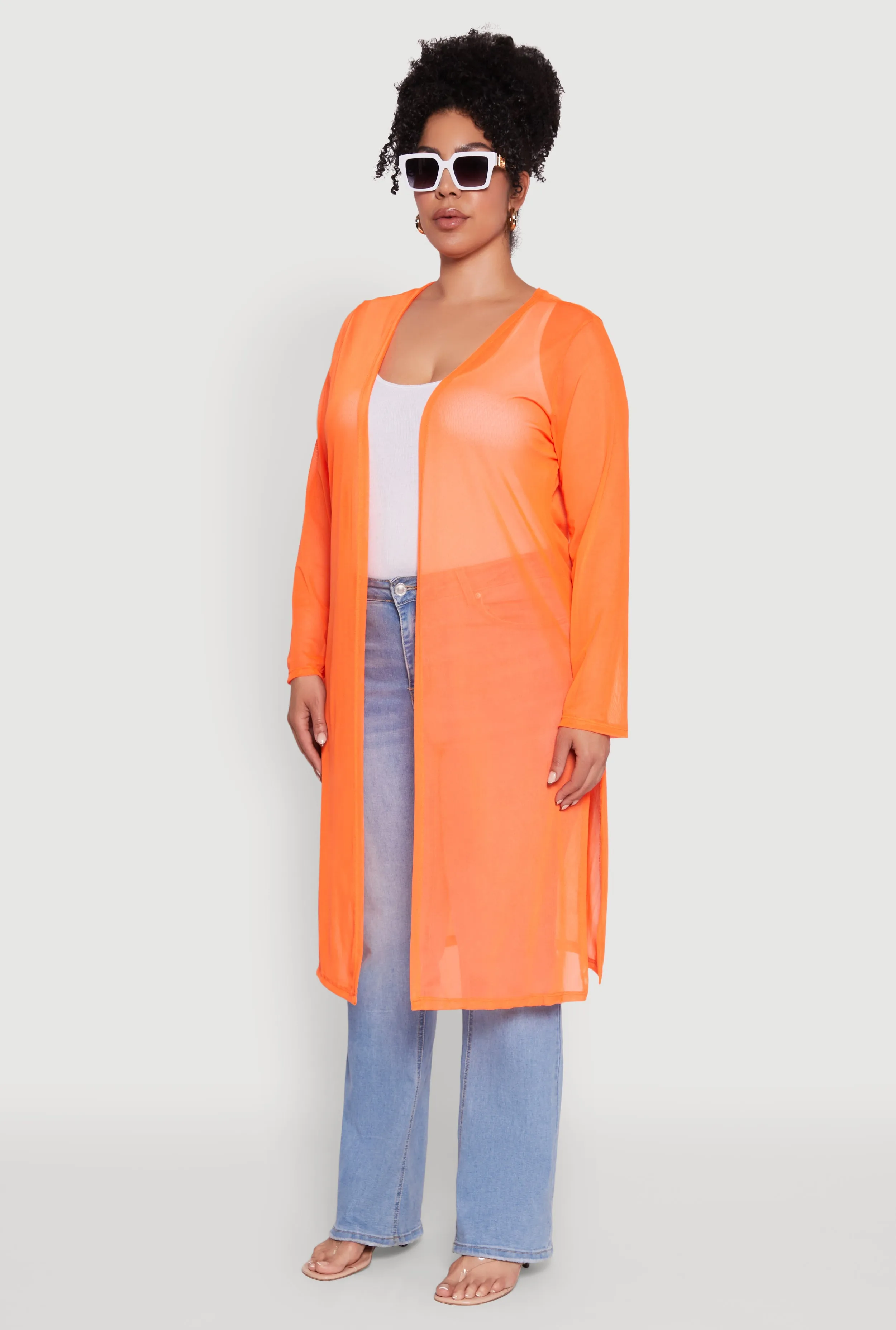 Plus Size Chic Mesh Long Sleeve Duster sold by Rainbow product image thumbnail 3