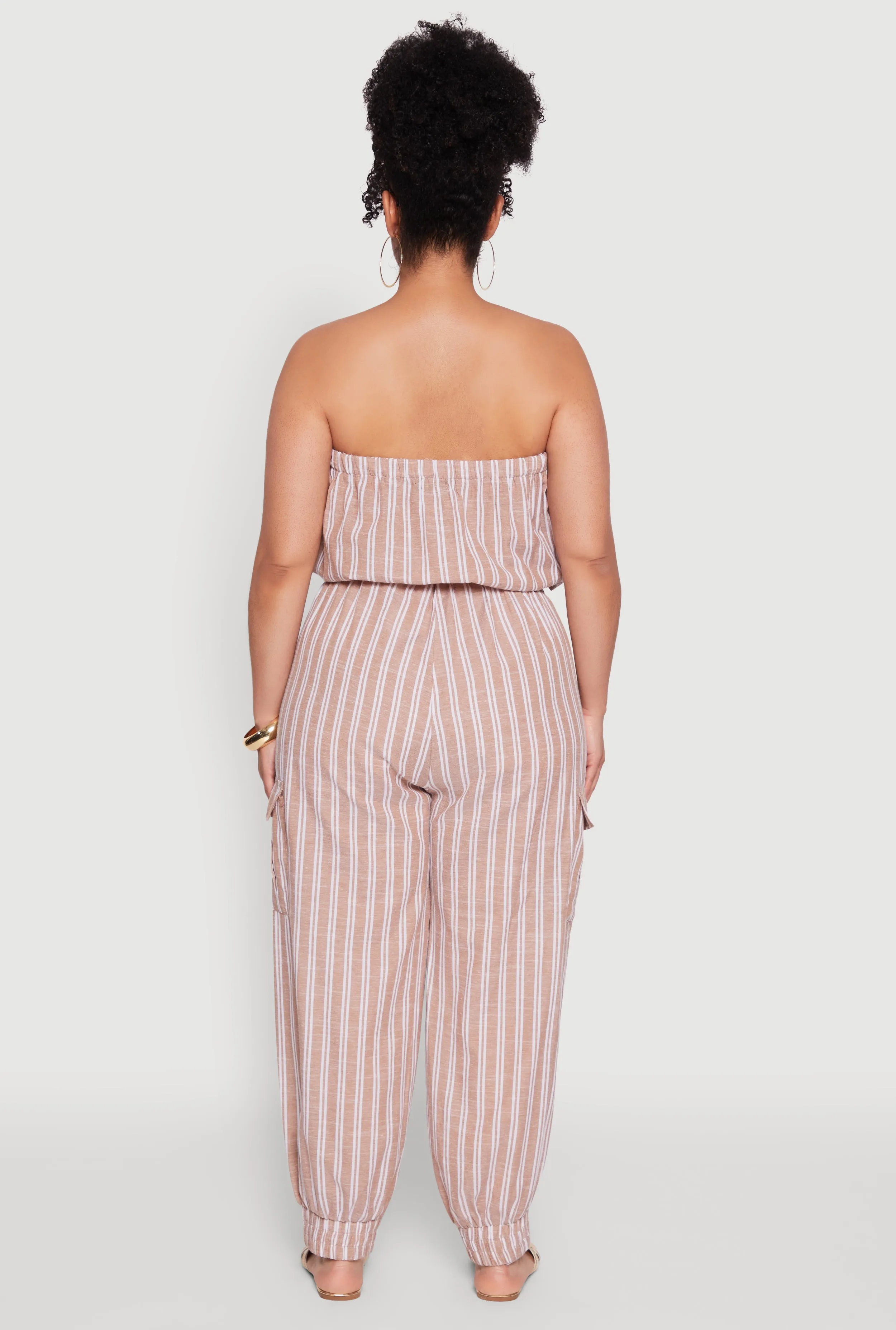 Plus Size Stylish Striped Strapless Tapered Leg Jumpsuit sold by Rainbow product image thumbnail 5