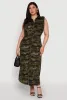 Plus Size Chic Sleeveless Shirt Dress with Tie Waist Belt sold by Rainbow