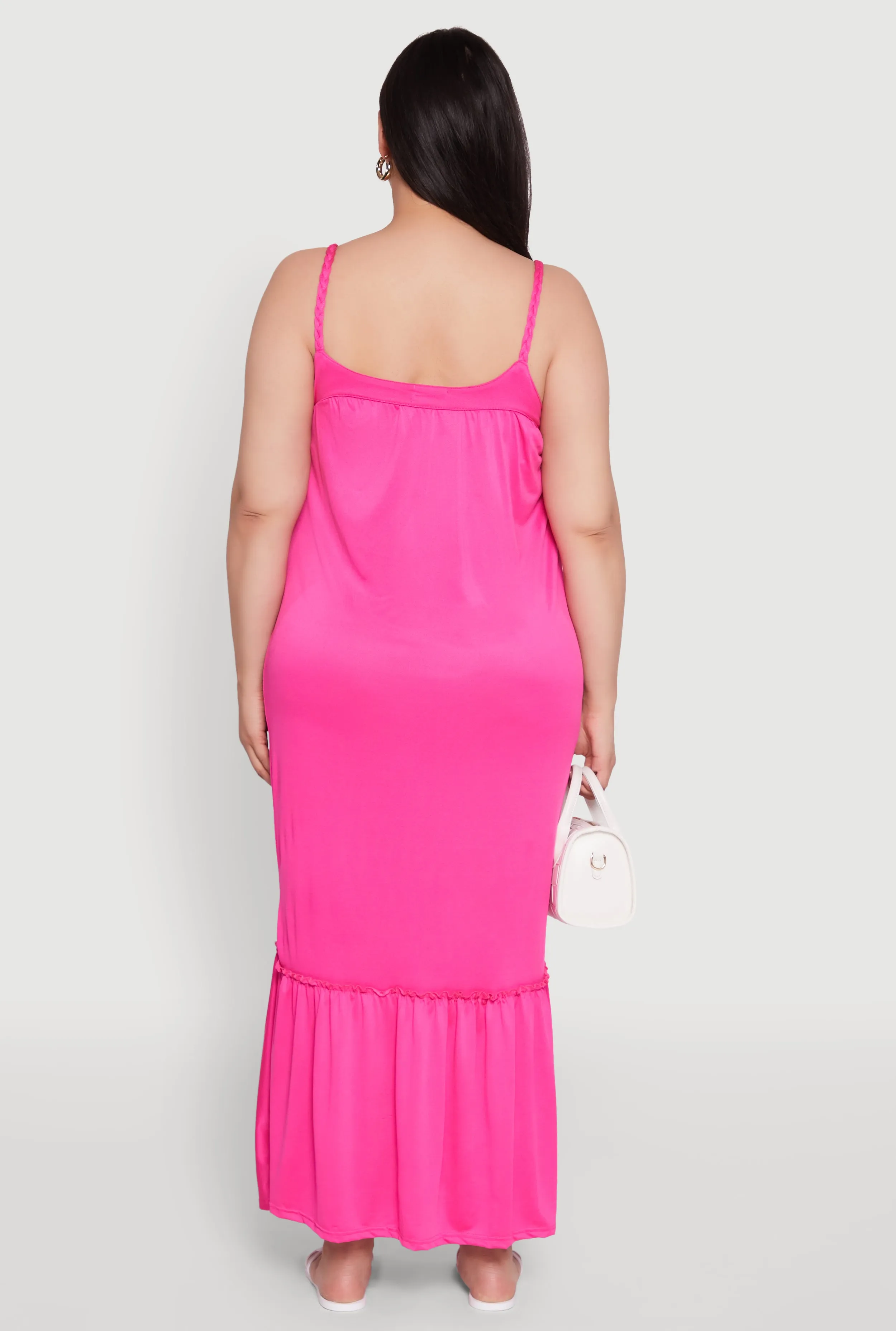 Plus Size Crepe Knit Cami Dress with Flounce Hem and Braided Straps sold by Rainbow product image thumbnail 5