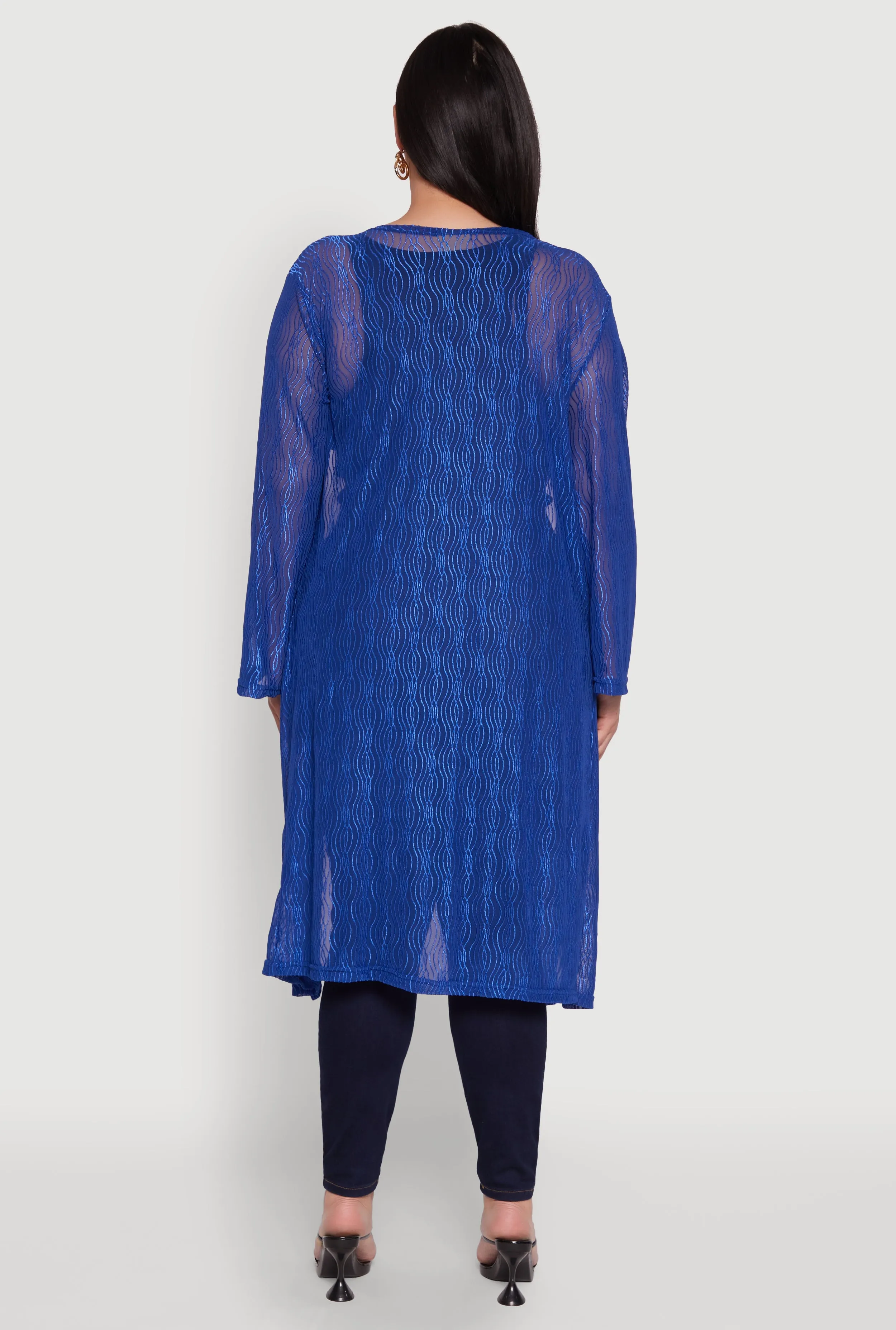 Plus Size Chic Wavy Stripe Mesh Duster sold by Rainbow product image thumbnail 5