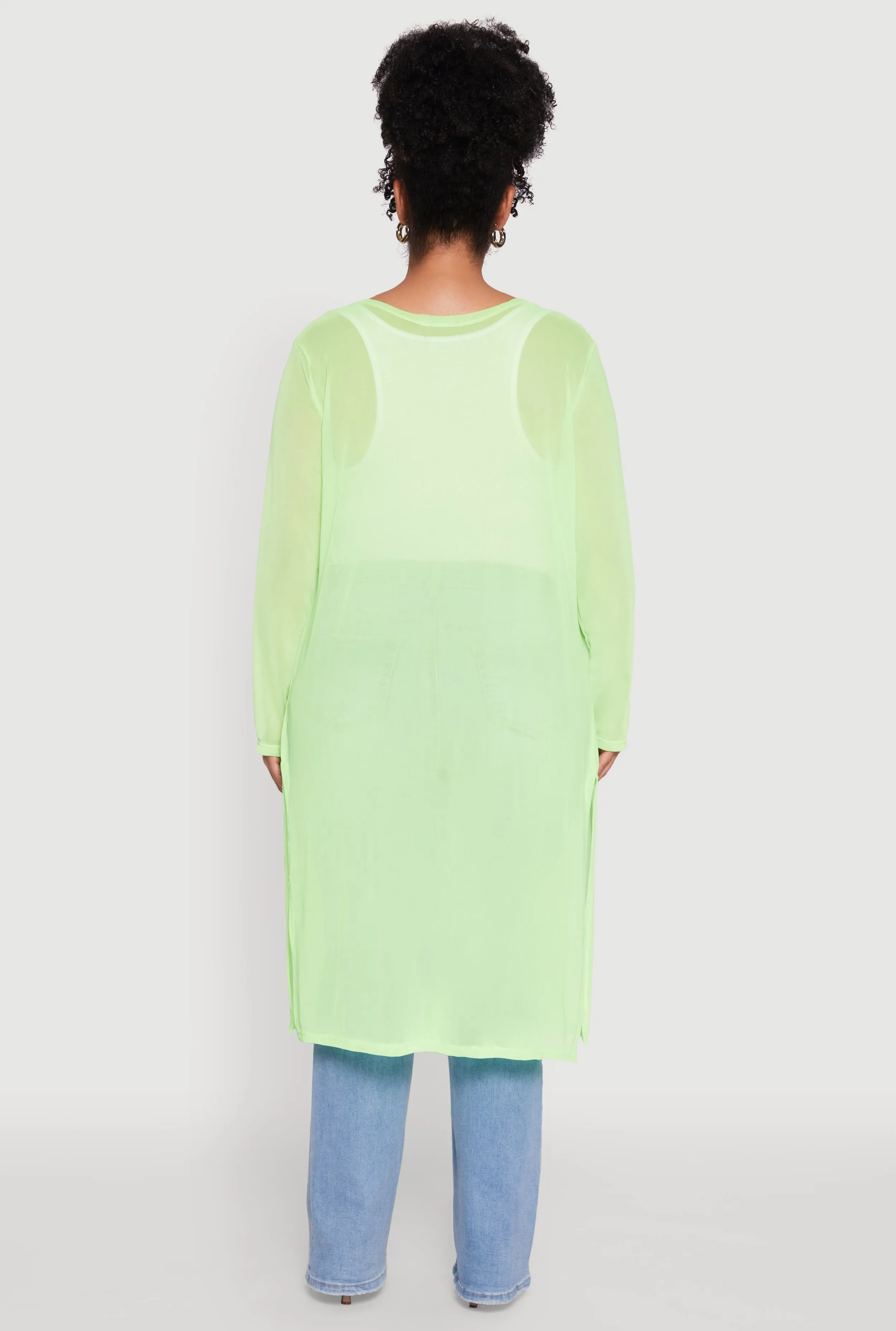 Plus Size Chic Mesh Long Sleeve Duster sold by Rainbow product image thumbnail 5