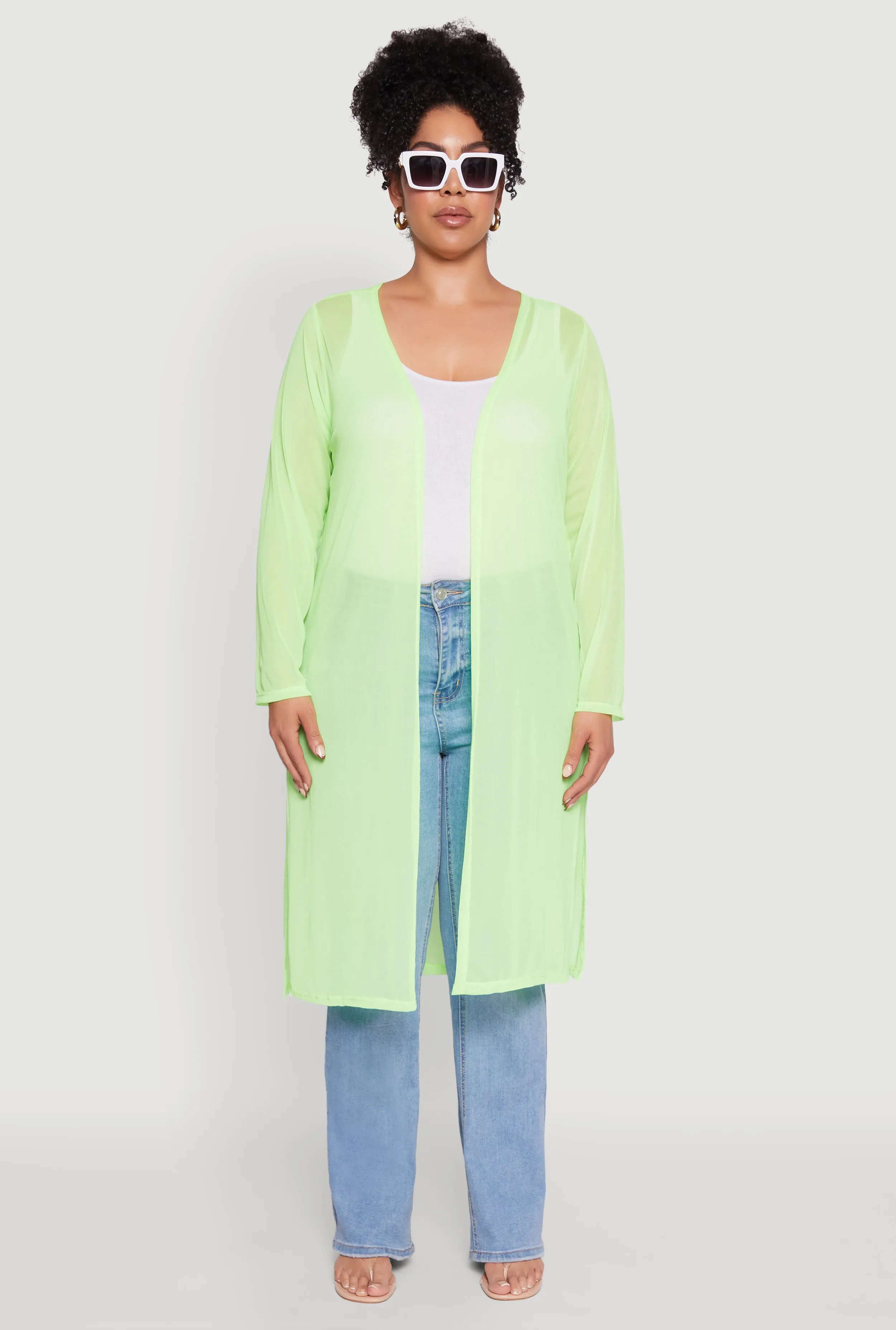 Plus Size Chic Mesh Long Sleeve Duster sold by Rainbow product image thumbnail 2