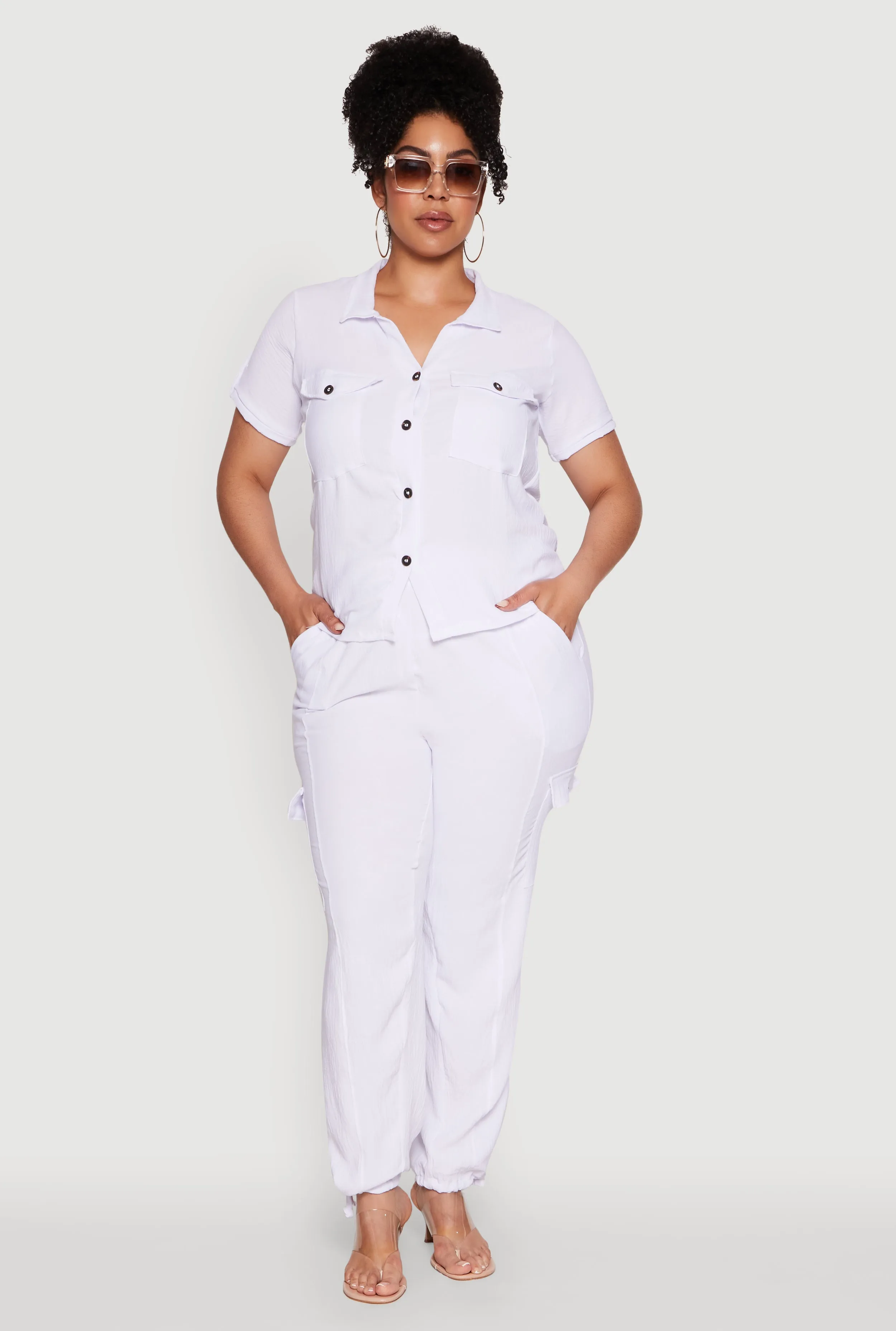 Plus Size Trendy High Waisted Cargo Pants sold by Rainbow product image thumbnail 2
